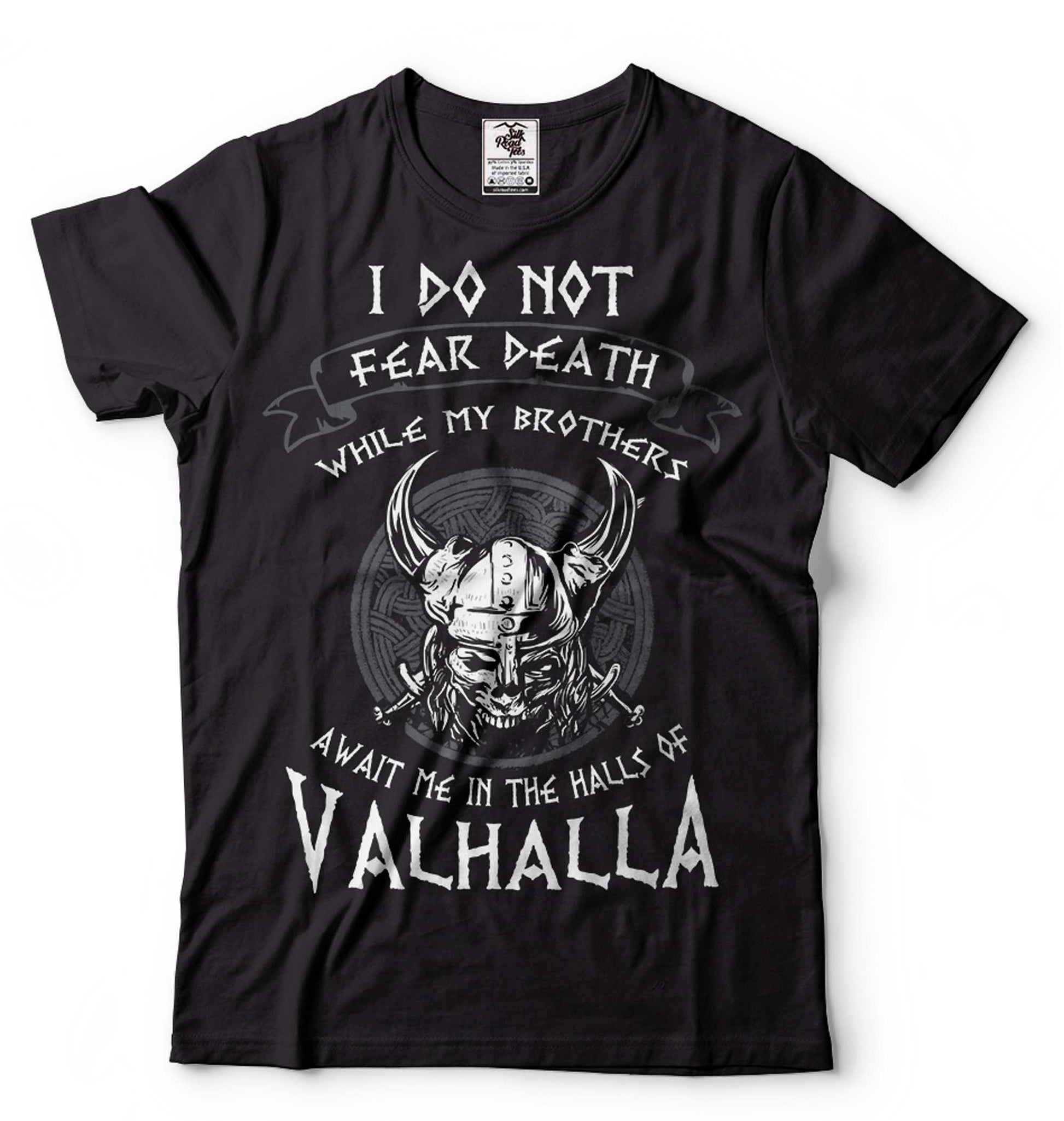 Viking Valhalla T-Shirt - Victory Or Valhalla - Distressed American Viking Skull T-Shirt: Patriotic