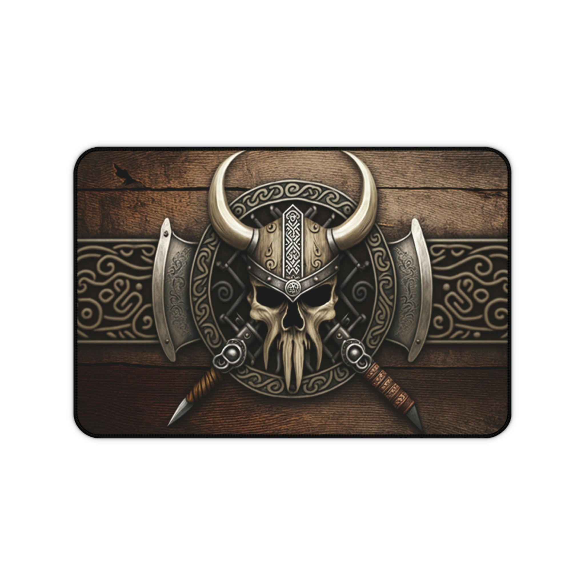 Viking Leather Accessory - Viking Skull Deskmat Viking Deskpad Skull Desk Mat Viking Desk Pad Norse