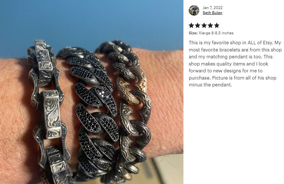 Viking Bracelet - Handmade Viking Celtic Men's Sterling Silver Heavy Chain Bracelet - Gift for