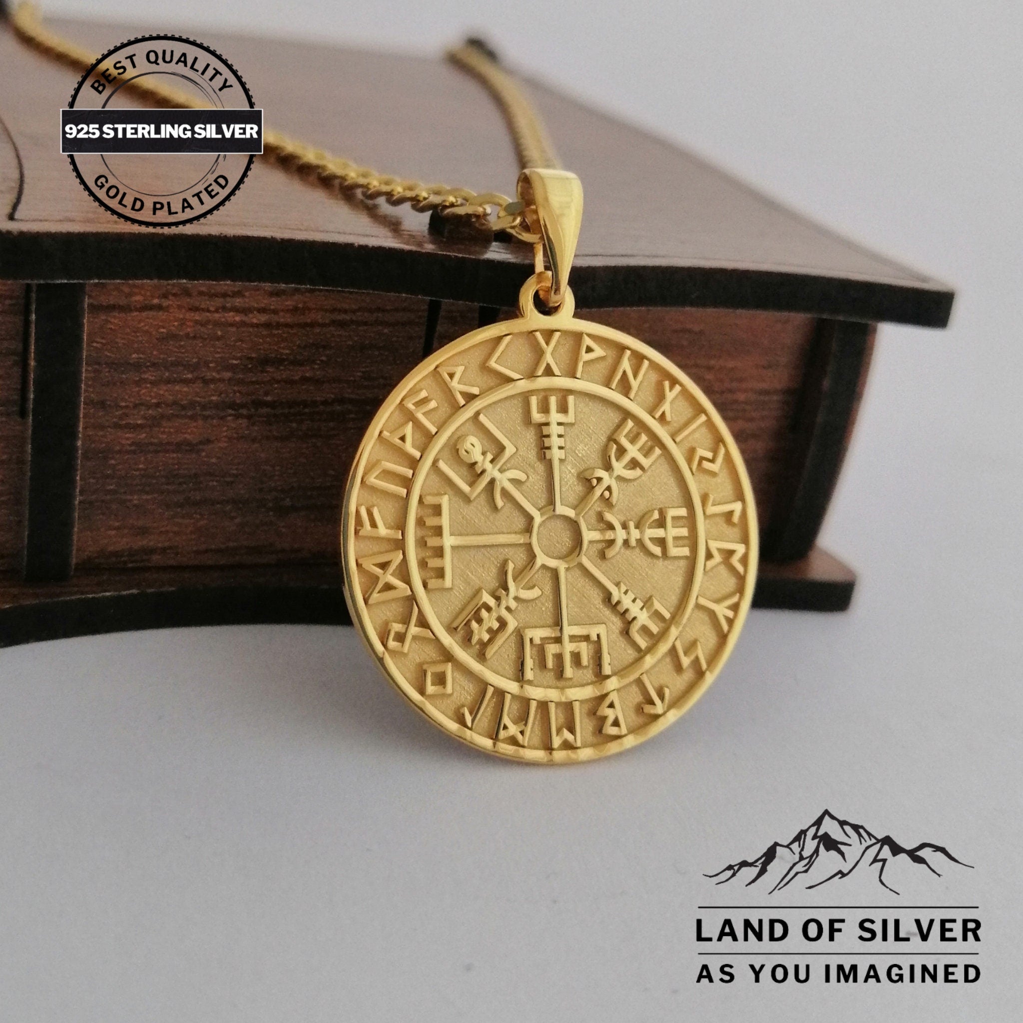 Viking Odin Necklace - Customizable Viking Compass Pendant, Pathfinder Necklace, Oxidized Norse