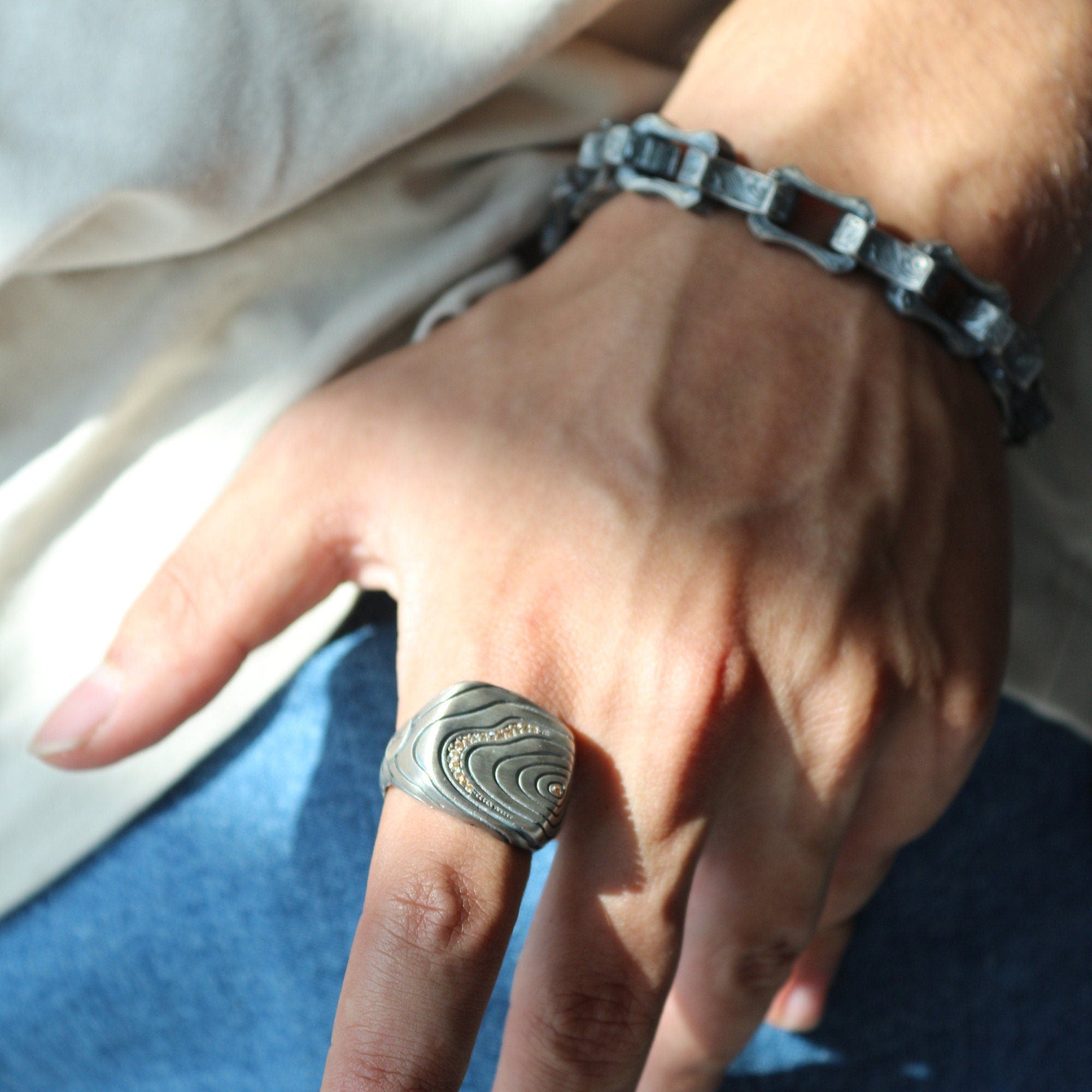 Viking Bracelet - Handmade Viking Celtic Men's Sterling Silver Heavy Chain Bracelet - Gift for