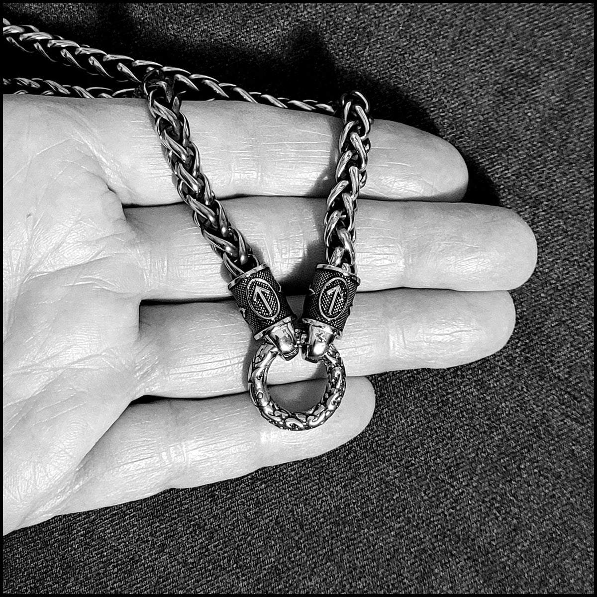 Viking Necklace - The Warrior's Necklace Featuring Chunky Antique Silver Finish Stainless Steel