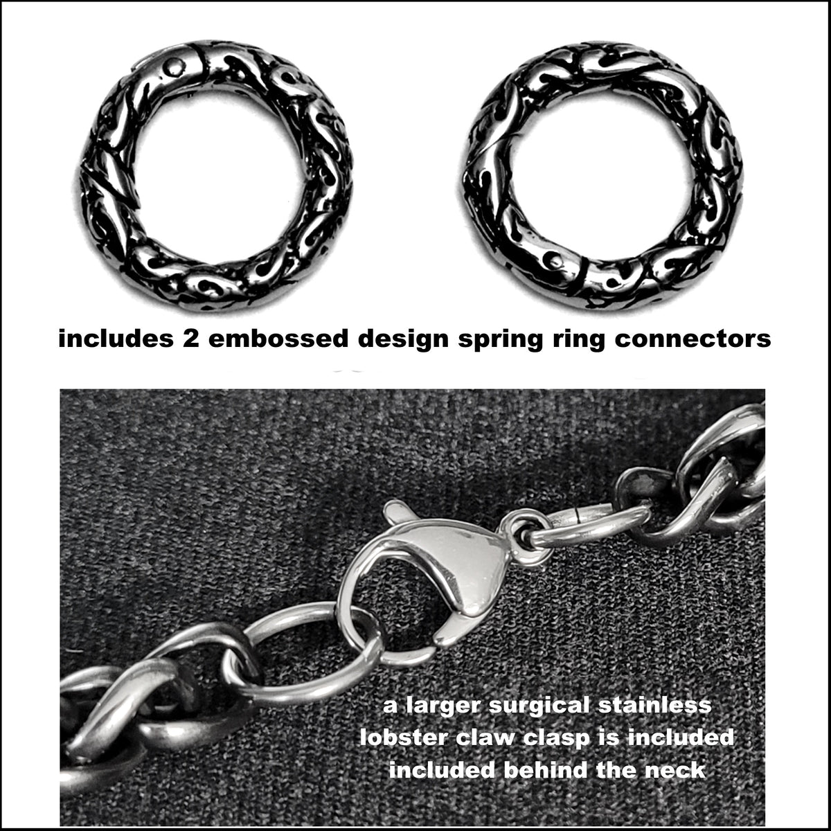Viking Necklace - The Warrior's Necklace Featuring Chunky Antique Silver Finish Stainless Steel