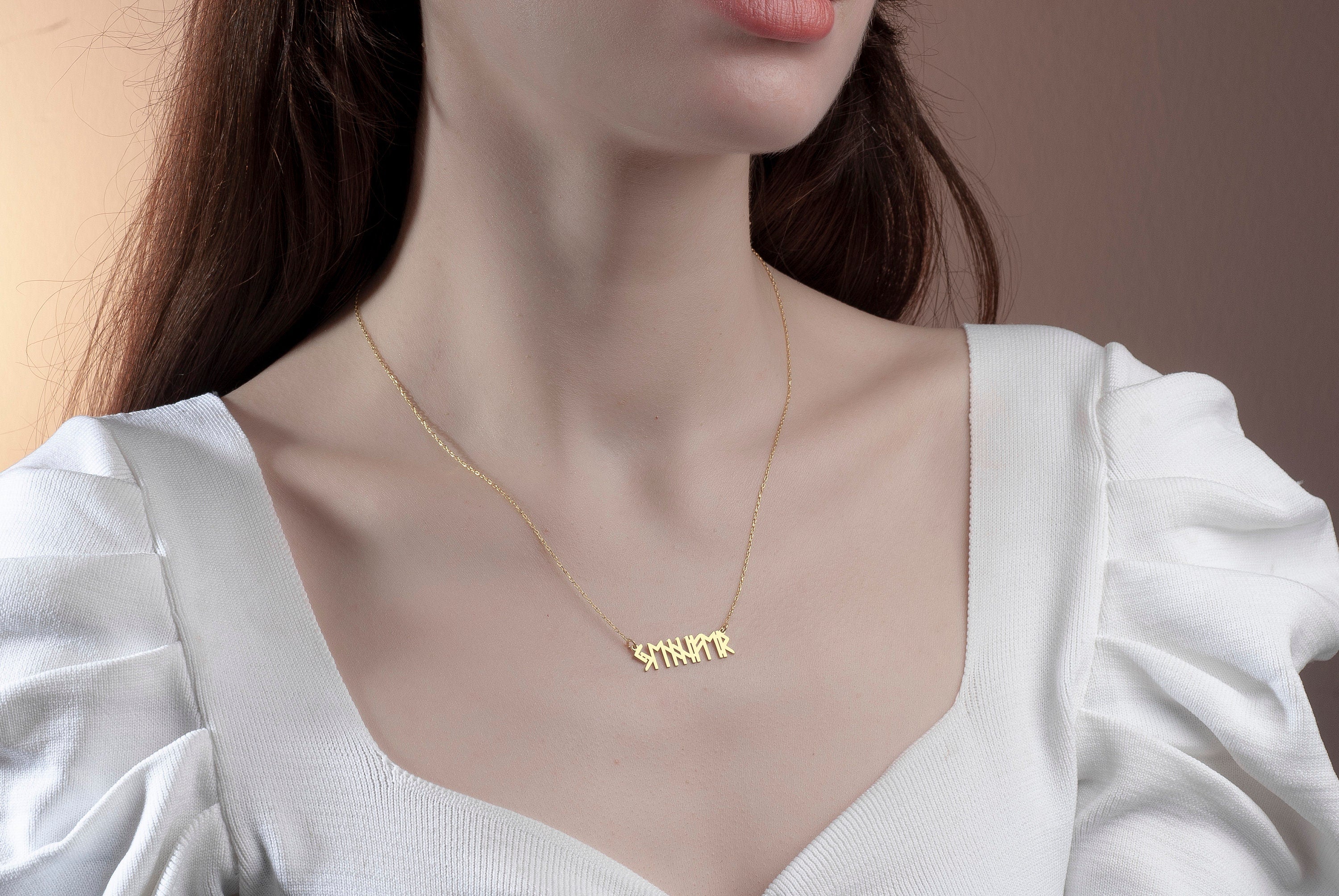 Viking Rune Necklace - Personalized Viking Alphabet Name Necklace Custom Viking Rune Secret Message