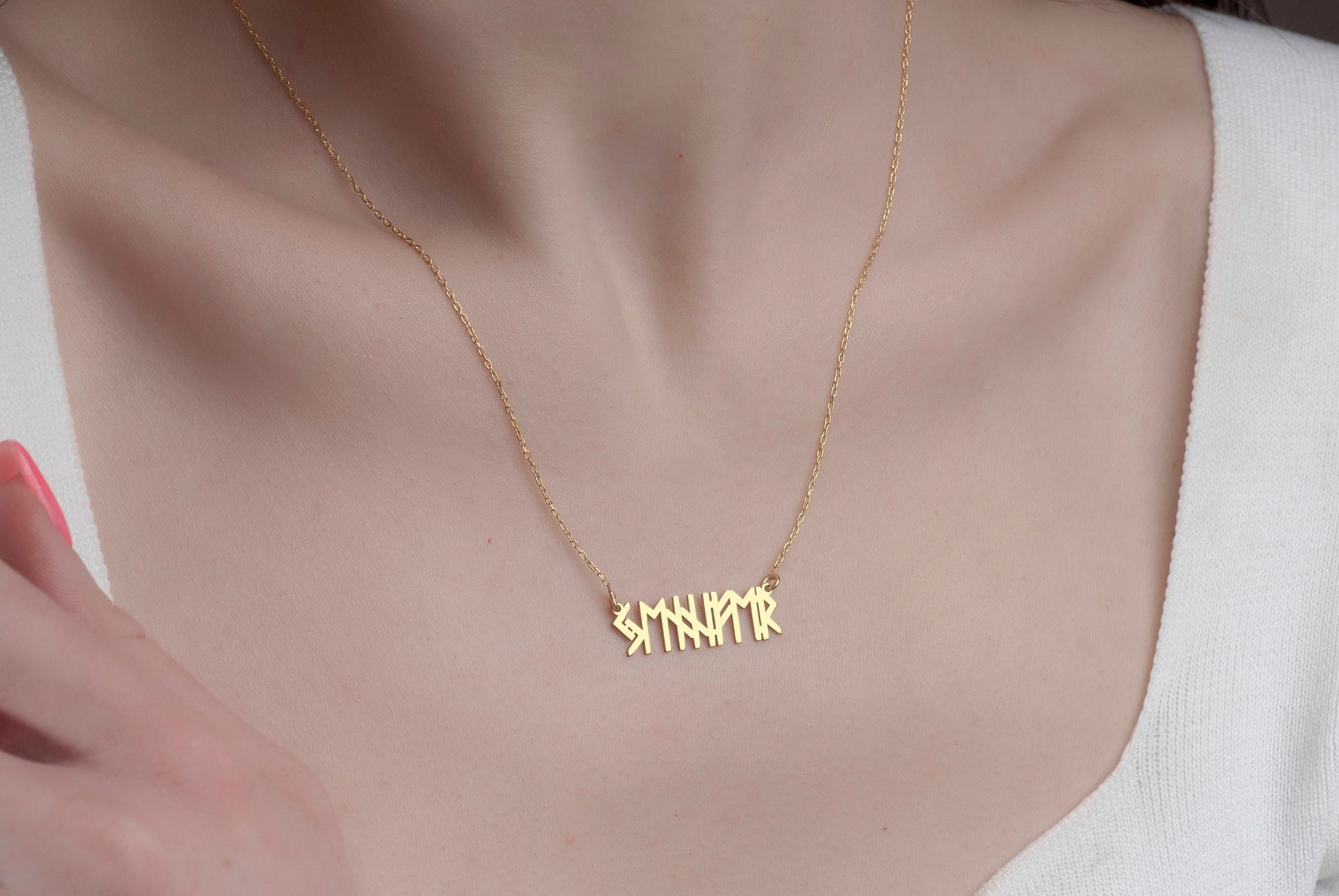 Viking Rune Necklace - Personalized Viking Alphabet Name Necklace Custom Viking Rune Secret Message