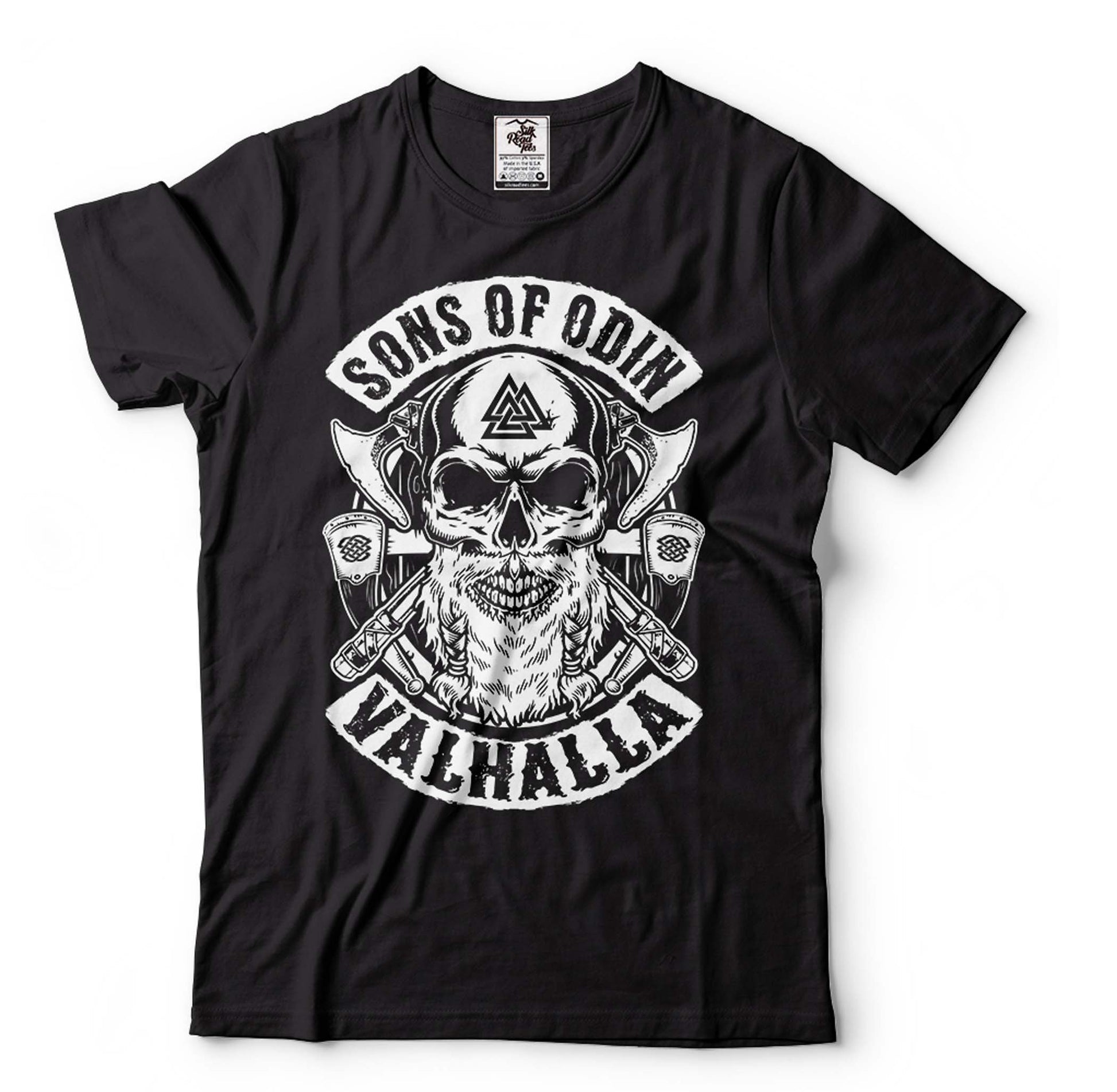 Viking Valhalla T-Shirt - Victory Or Valhalla - Distressed American Viking Skull T-Shirt: Patriotic