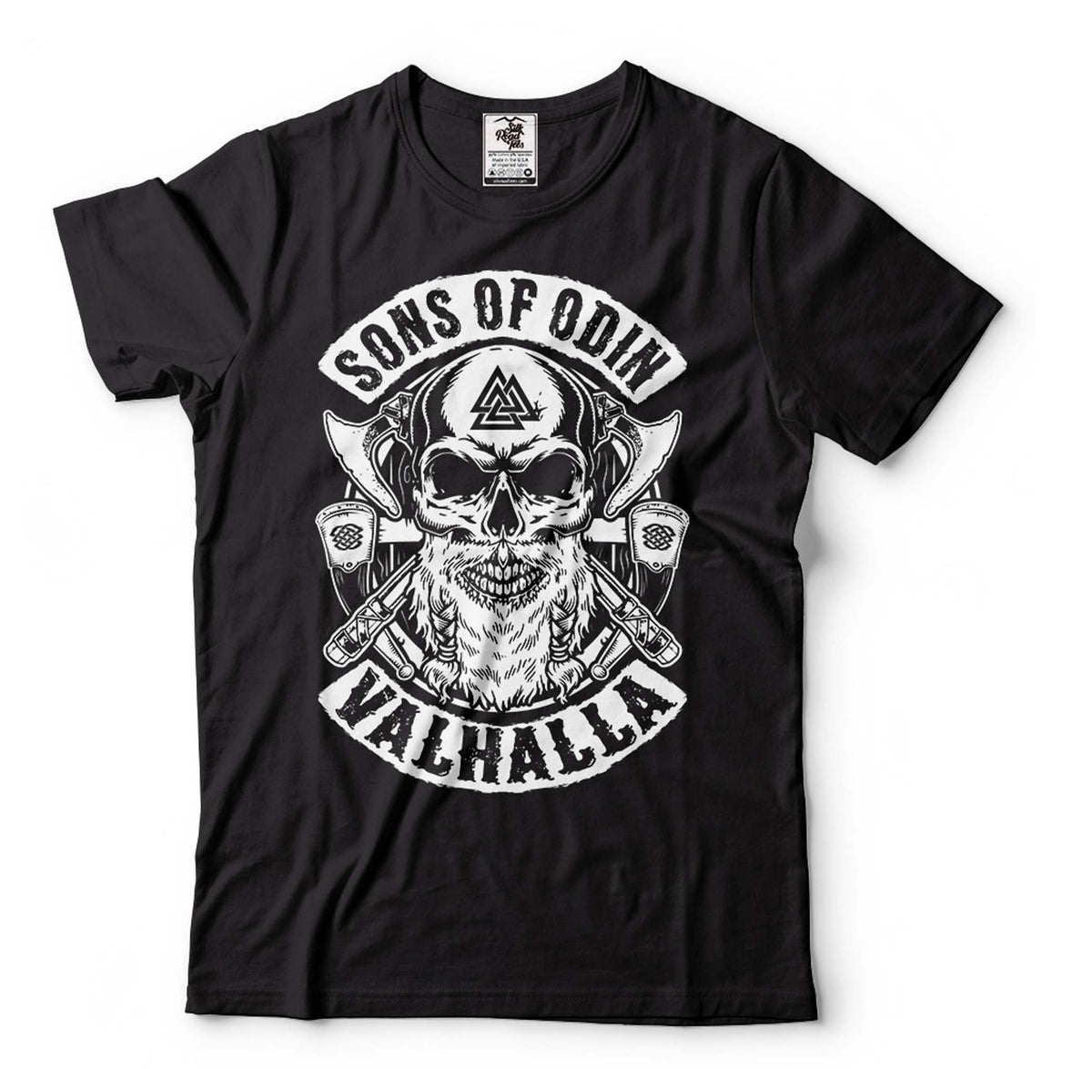 Viking Valhalla T-Shirt - Victory Or Valhalla - Distressed American Viking Skull T-Shirt: Patriotic