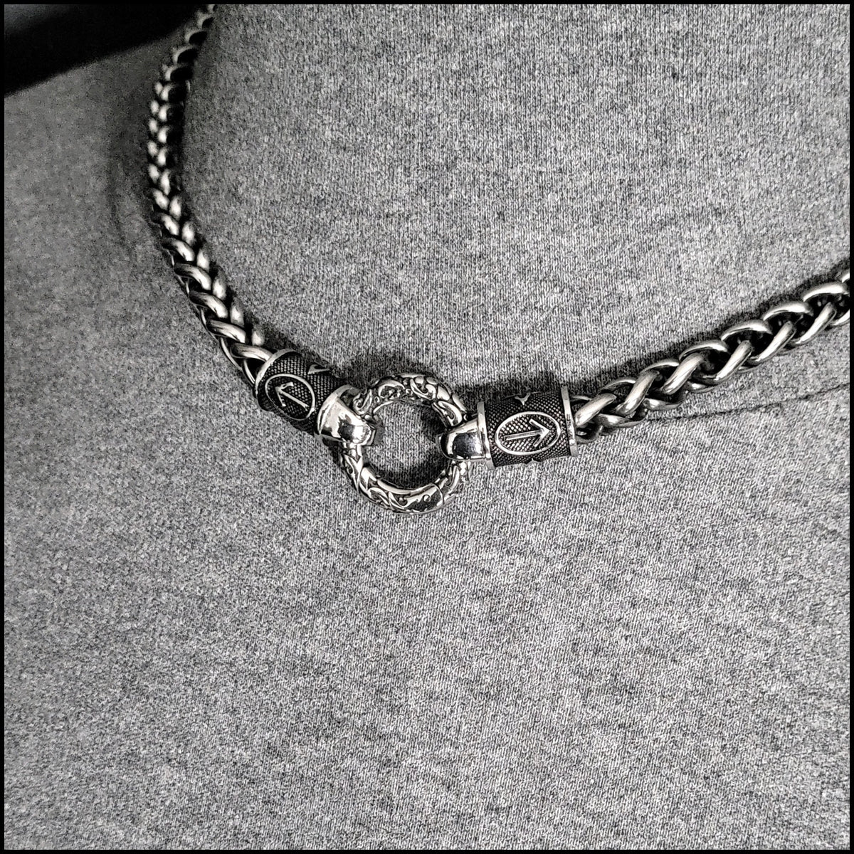 Viking Necklace - The Warrior's Necklace Featuring Chunky Antique Silver Finish Stainless Steel