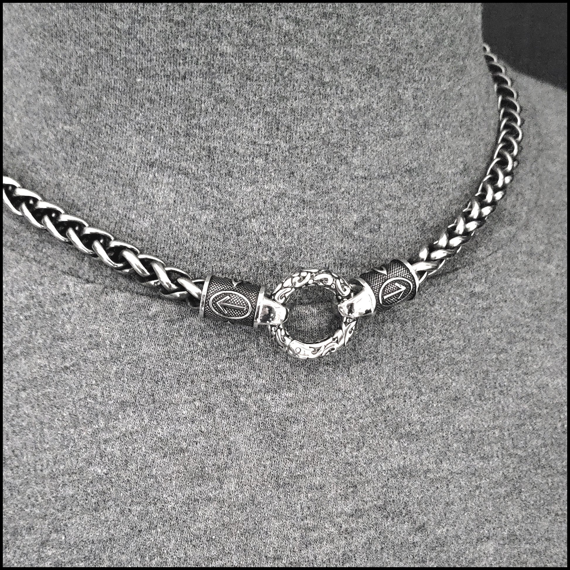 Viking Necklace - The Warrior's Necklace Featuring Chunky Antique Silver Finish Stainless Steel