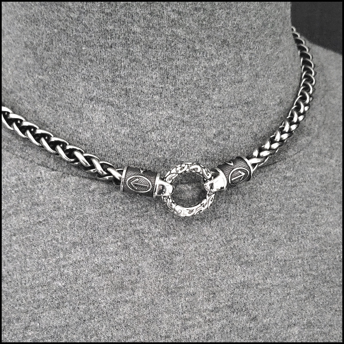 Viking Necklace - The Warrior's Necklace Featuring Chunky Antique Silver Finish Stainless Steel