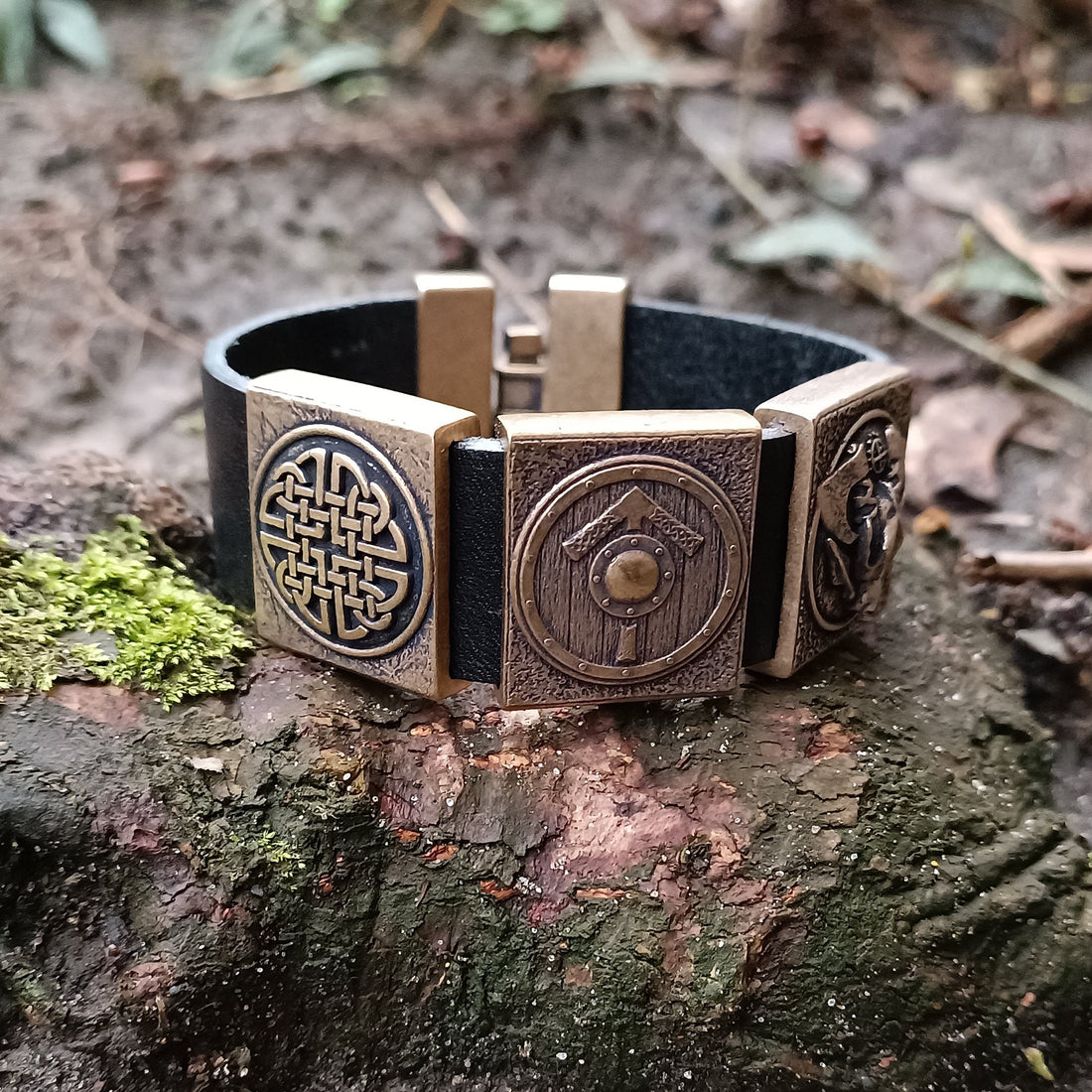 Viking Bracelet - Leather bracelet for men Viking jewelry wrist cuff Nordic jewelry mens gifts