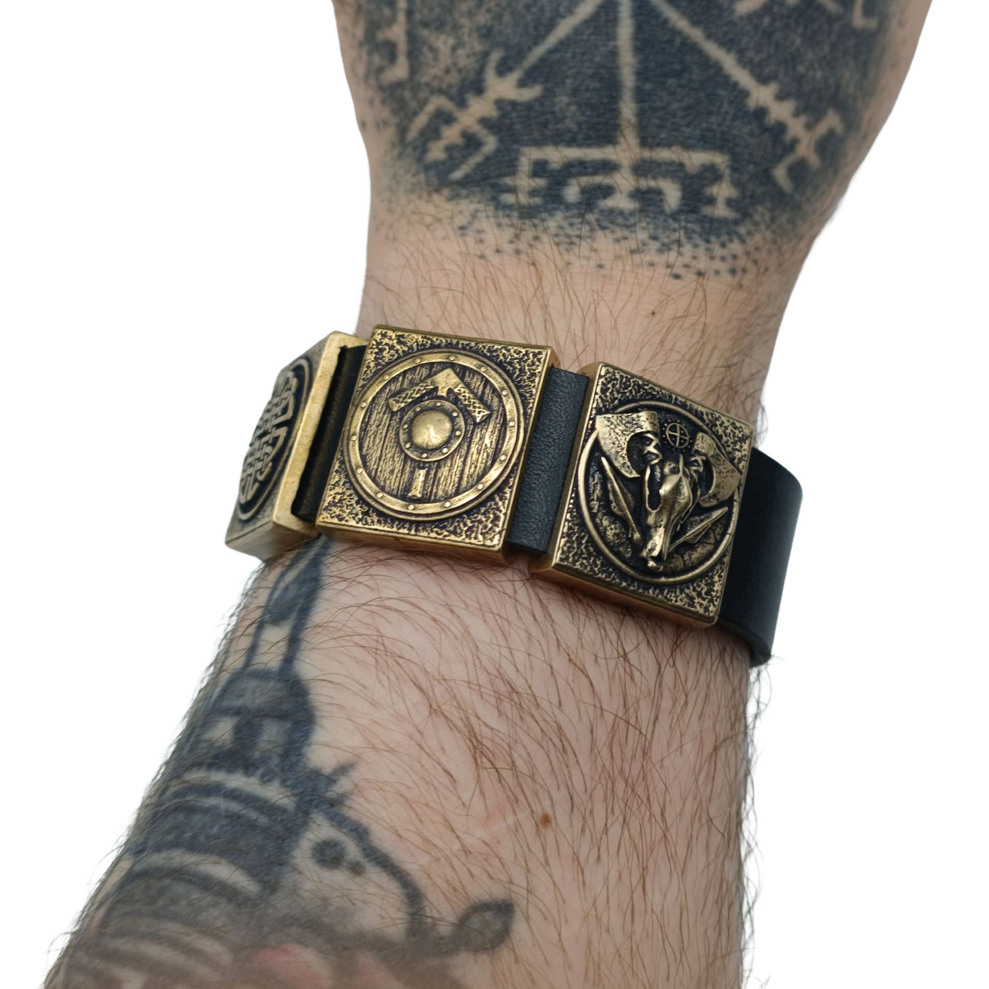 Viking Bracelet - Leather bracelet for men Viking jewelry wrist cuff Nordic jewelry mens gifts