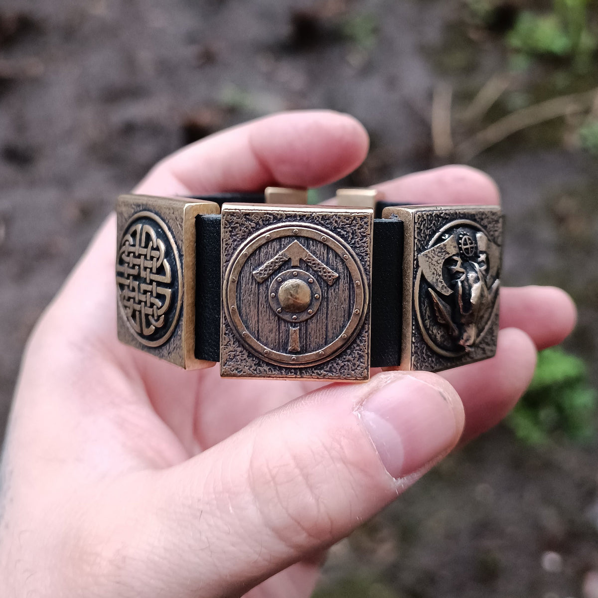 Viking Bracelet - Leather bracelet for men Viking jewelry wrist cuff Nordic jewelry mens gifts