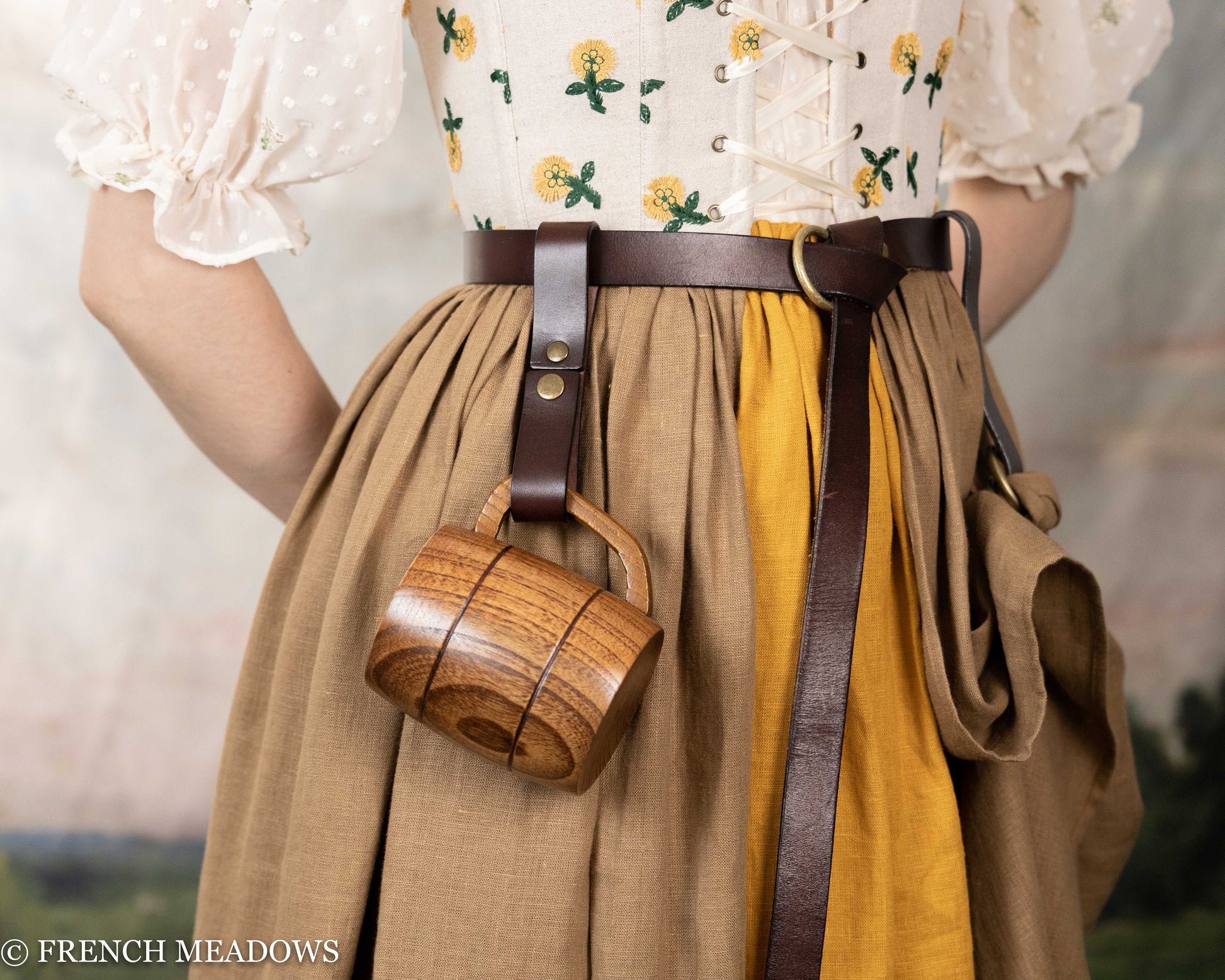 Viking Ring - Leather Renaissance Belt, Brown Black Real Full Grain Leather Medieval Viking LARP