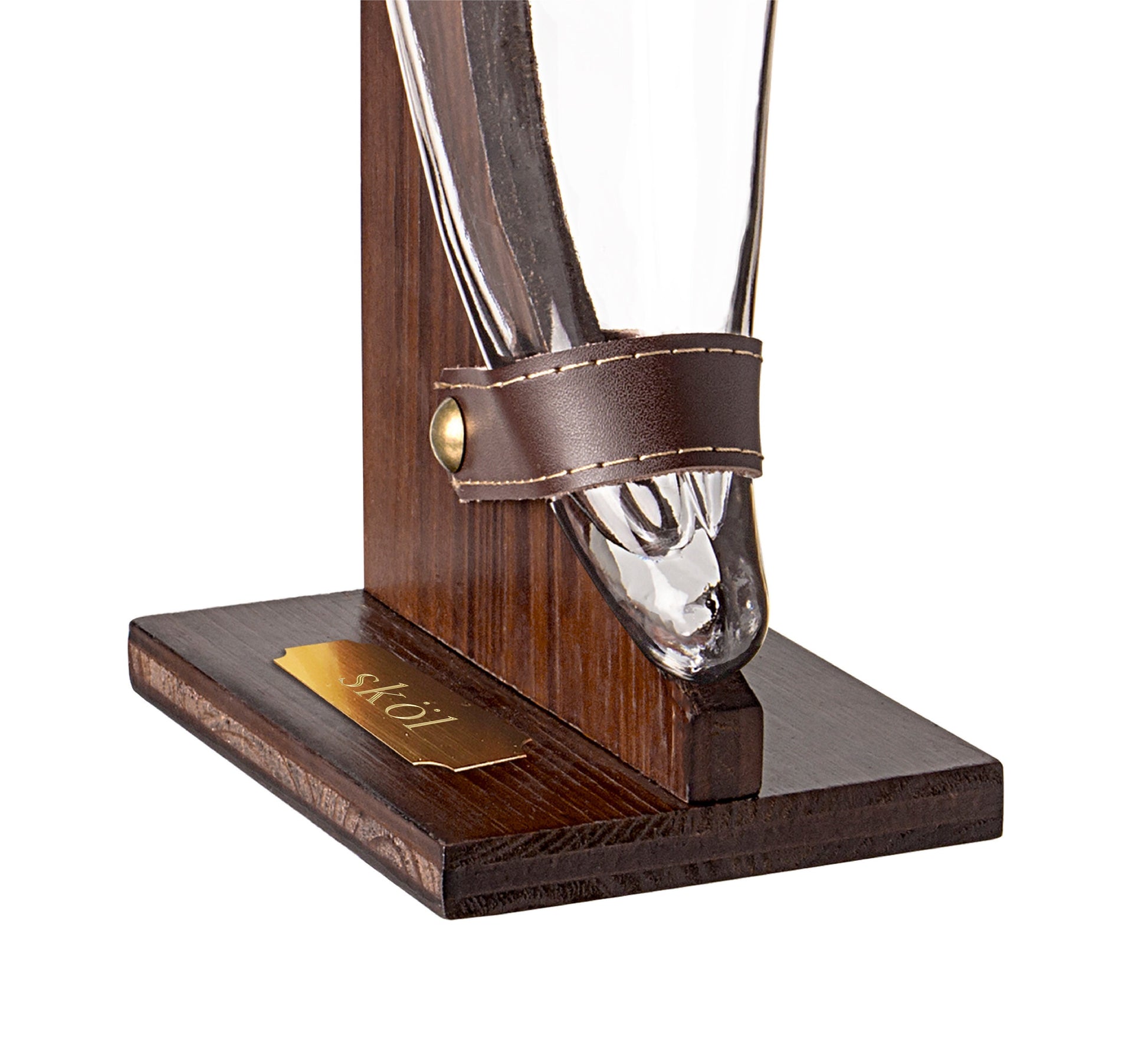 Viking Mug - Personalized Viking Beer Horn Glass with Wood Stand, Skol Gift