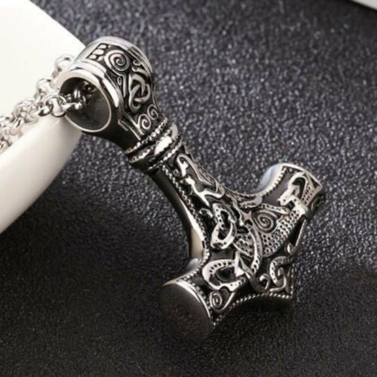Viking Thor's Hammer Necklace - Personalized Viking Hammer Necklace, Mjolnir Pendant, Custom