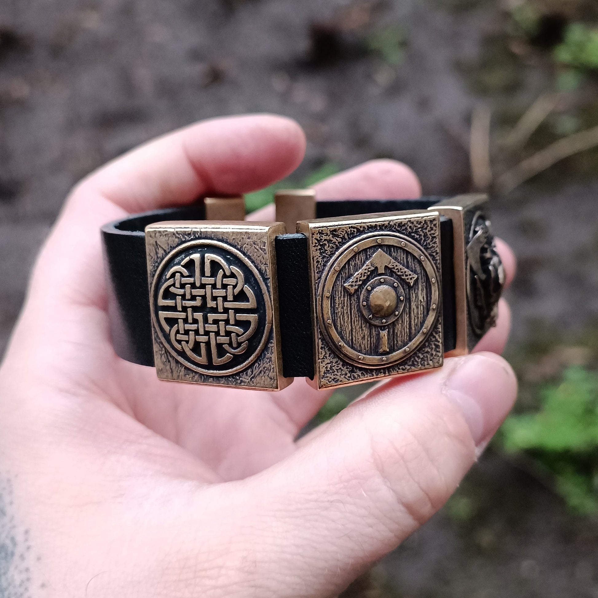 Viking Bracelet - Leather bracelet for men Viking jewelry wrist cuff Nordic jewelry mens gifts