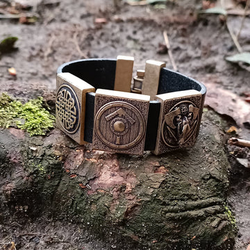 Viking Bracelet - Leather bracelet for men Viking jewelry wrist cuff Nordic jewelry mens gifts