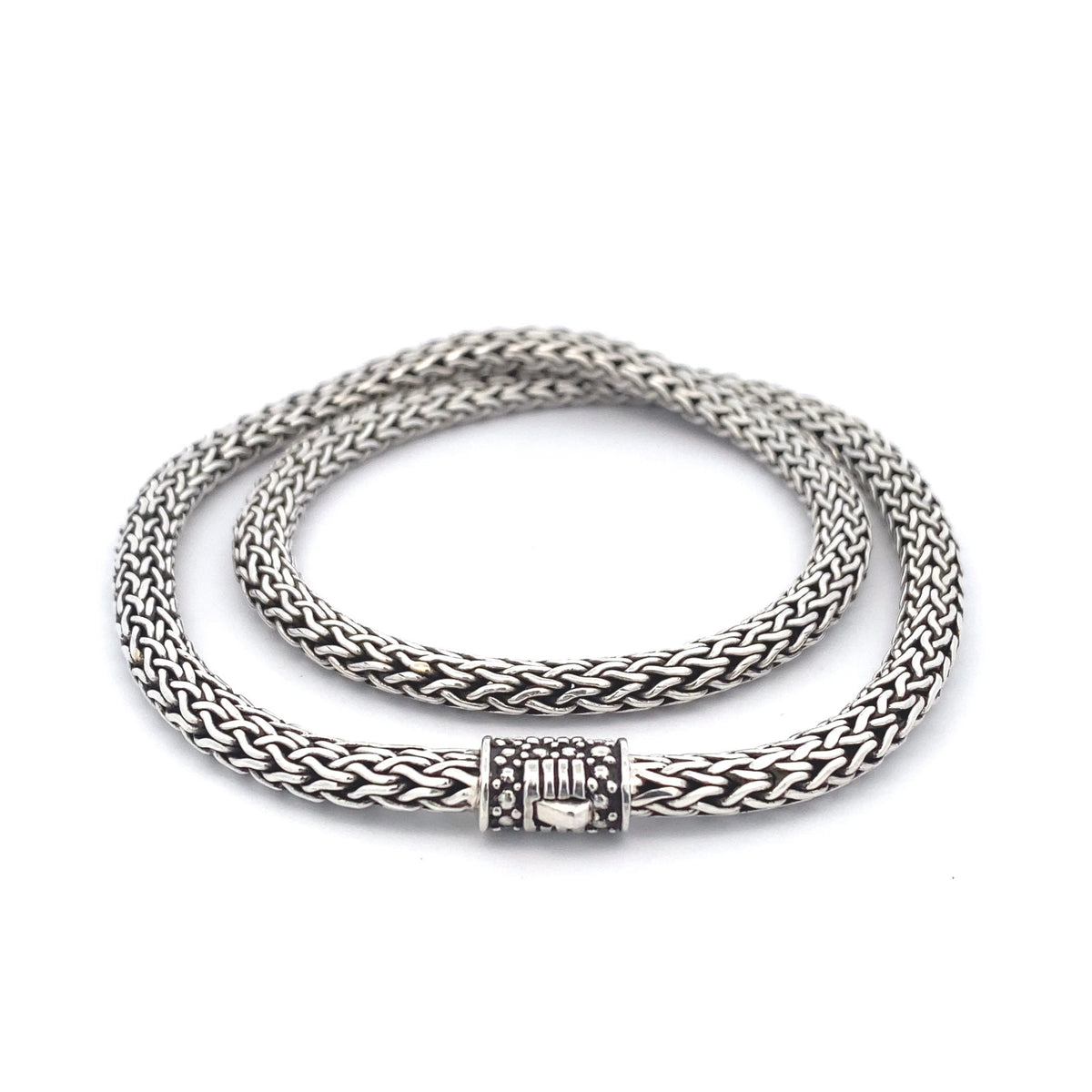 Viking Necklace - Viking Franco Necklace With Celtic Knot Clasp, Unisex Sterling Silver Thick