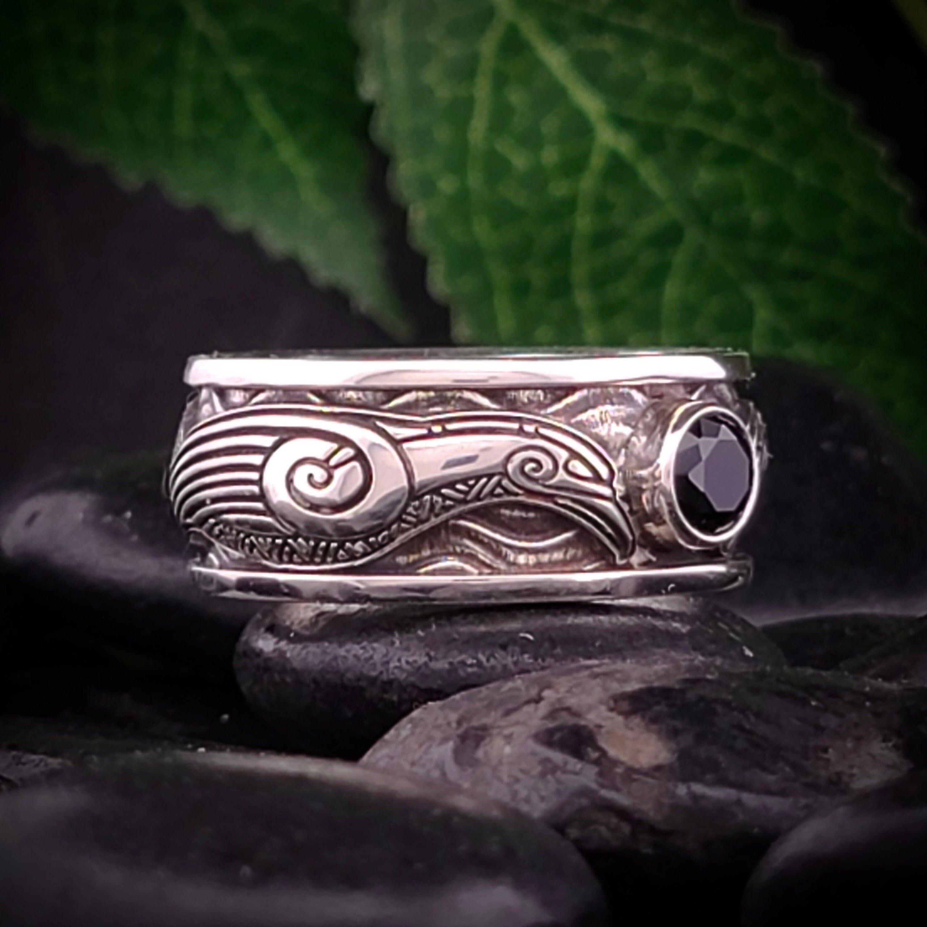 Viking Raven Ring with Runes