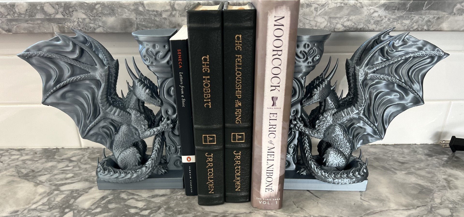 Viking Longship Home Decor - Viking Ship Bookends Set of 2, Norse Dragon Book Ends, Viking Longship