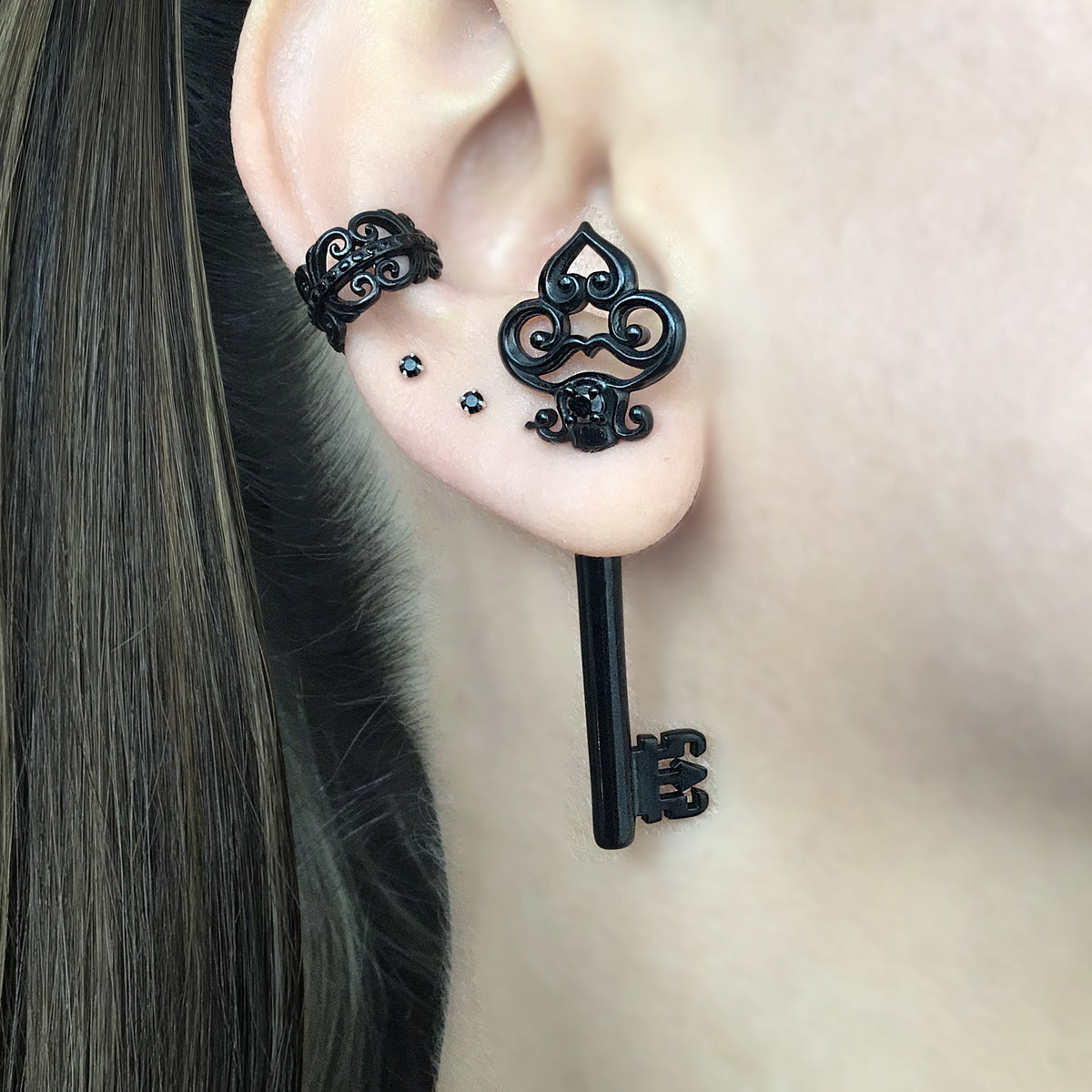 Viking Jewelry Accessory - Double Axe Ear Jacket Earrings, Stainless Steel, Celtic Norse Jewelry