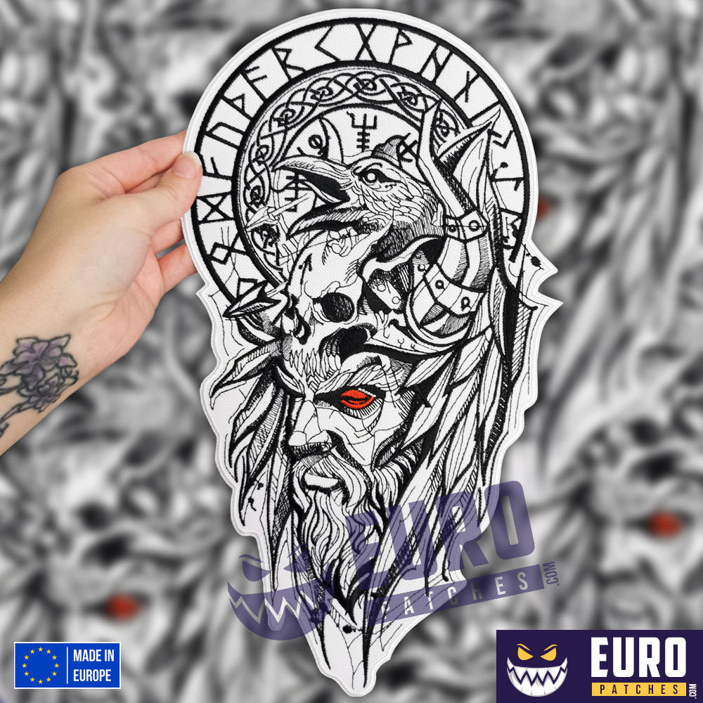 Viking Raven Jacket - Viking Warrior Raven Embroidered Patch, Norse Mythology Nordic Jacket Back