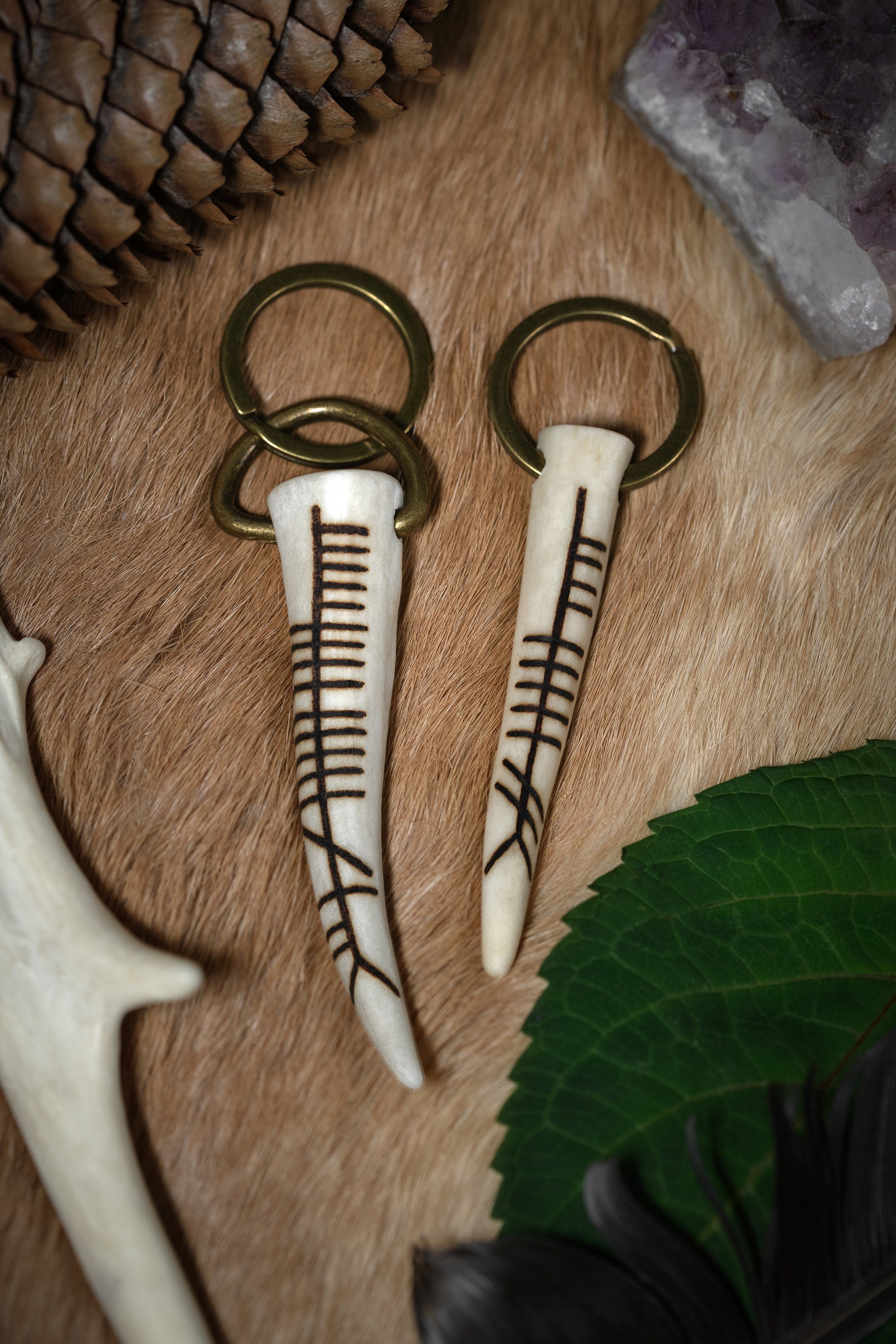 Viking Rune Necklace - Protection BindRune, Antler Pendant, Viking Rune