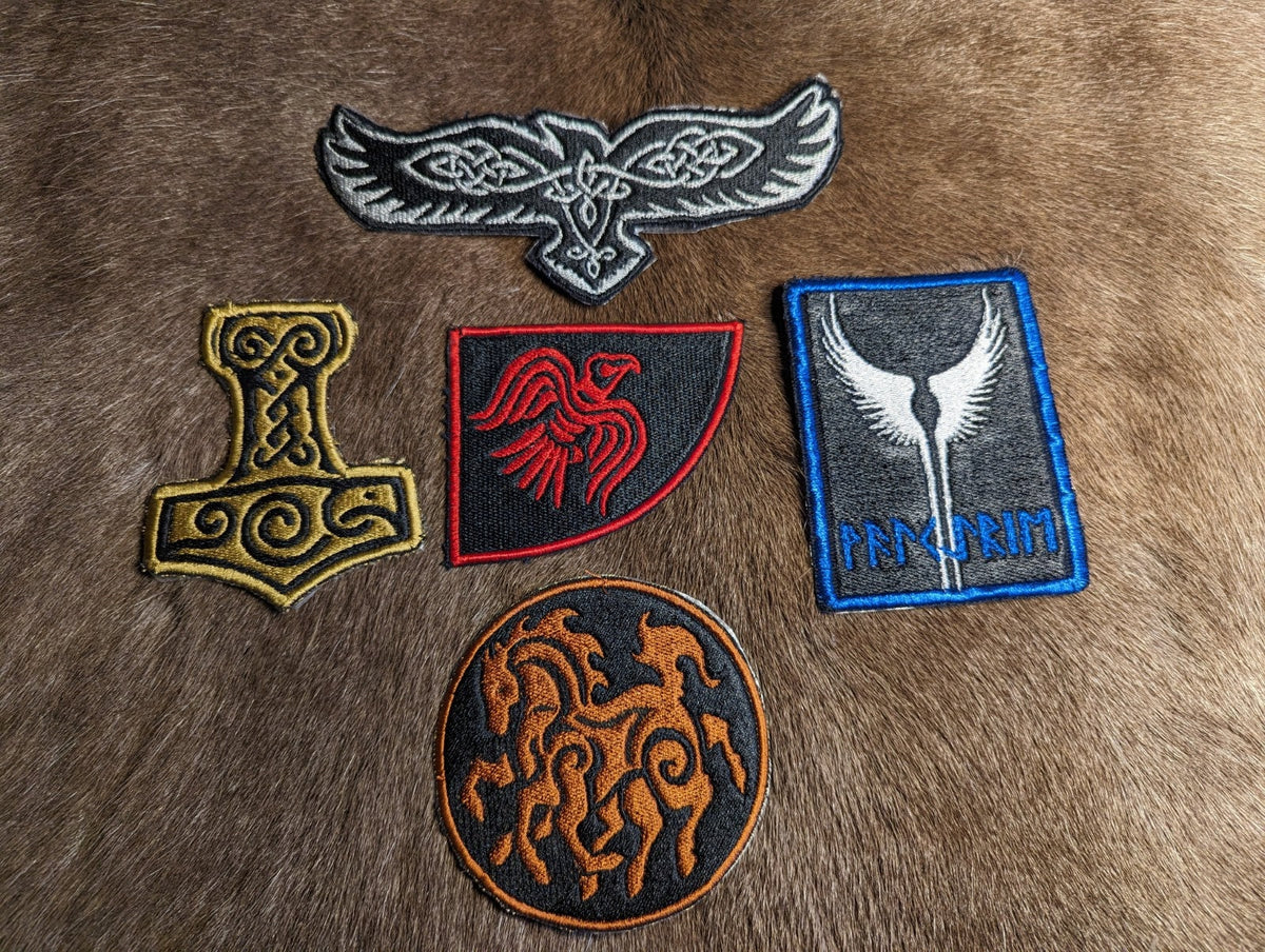 Viking Jacket - Viking Warrior Embroidered Patch, Norse Helmet Back Applique, Gold Black Gothic