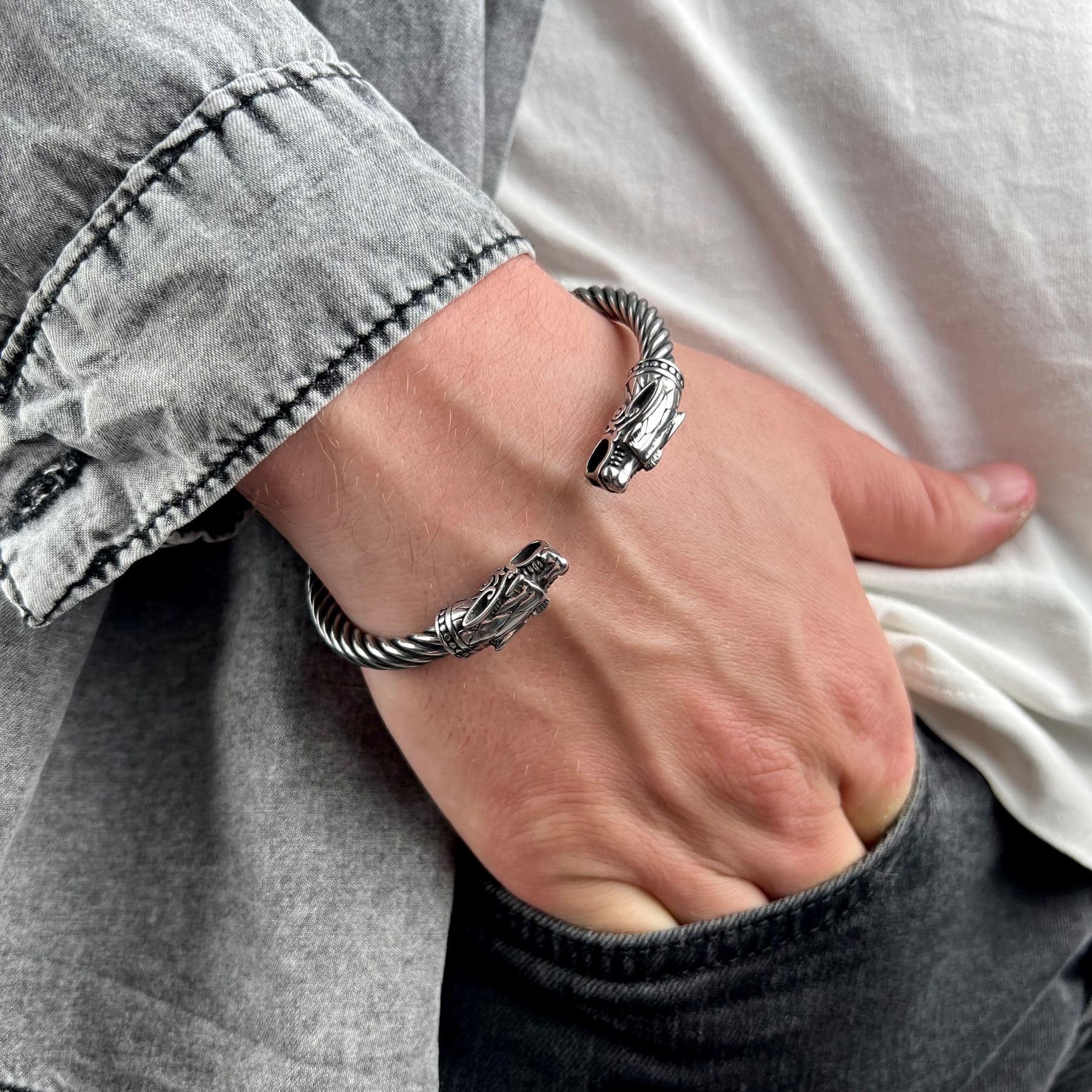 Viking Wolf Ring - Viking Bracelet, Fenrir Arm Bracelet, Ring Armlet, Circlet Bangle Nordic