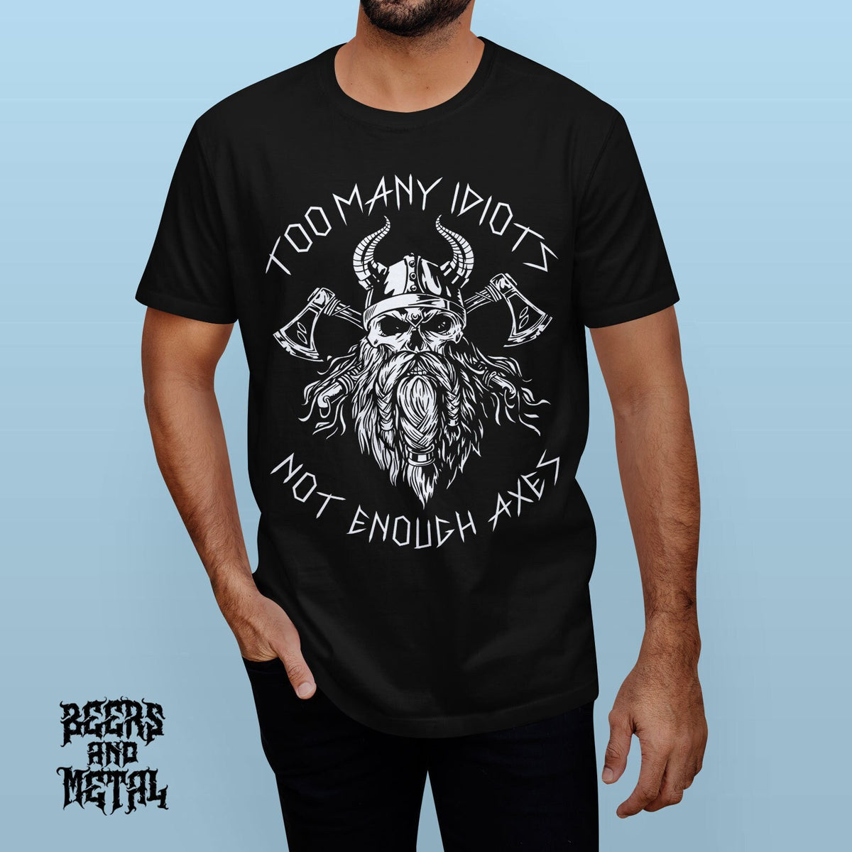 Viking T-Shirt - Berserker Skull Viking Helmet No Mercy T-shirt, Norse Warrior Design