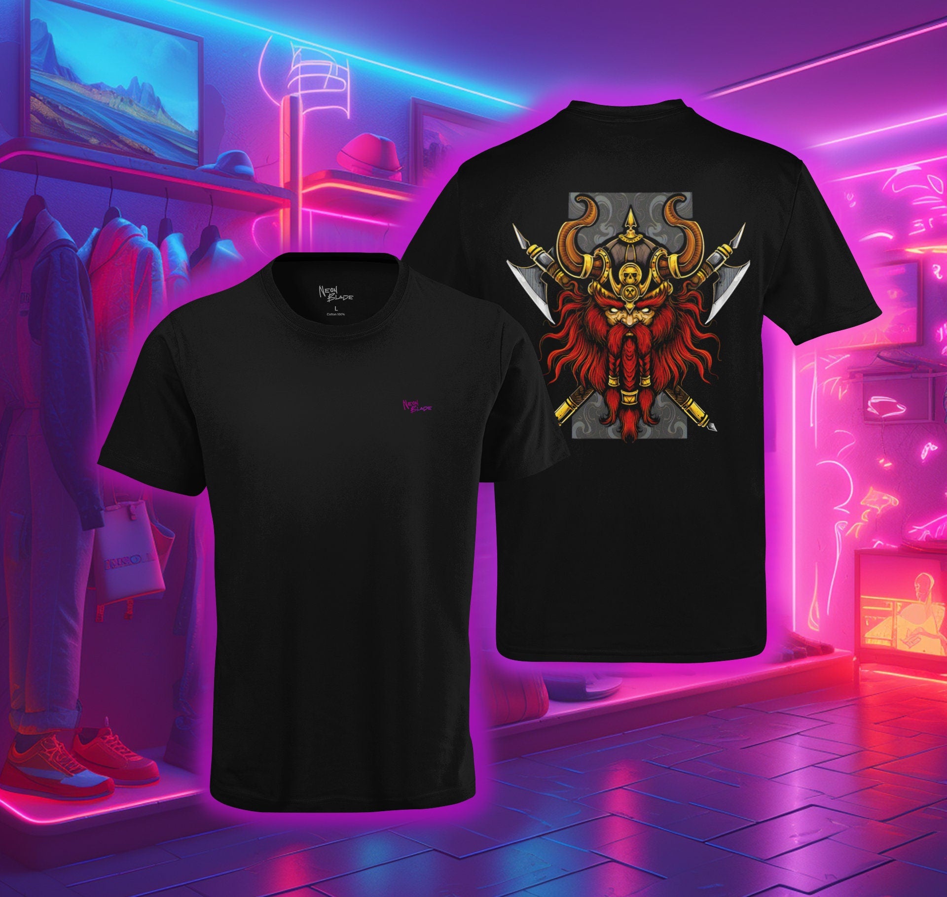 Viking T-Shirt - Berserker Skull Viking Helmet No Mercy T-shirt, Norse Warrior Design