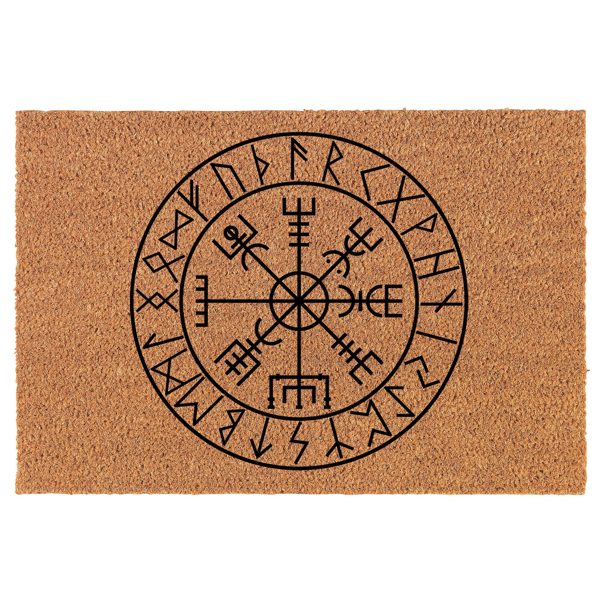 Viking Vegvisir Compass Rug - Viking Vegvisir Rug, Nordic Compass Area Carpet, Norse Mythology Home