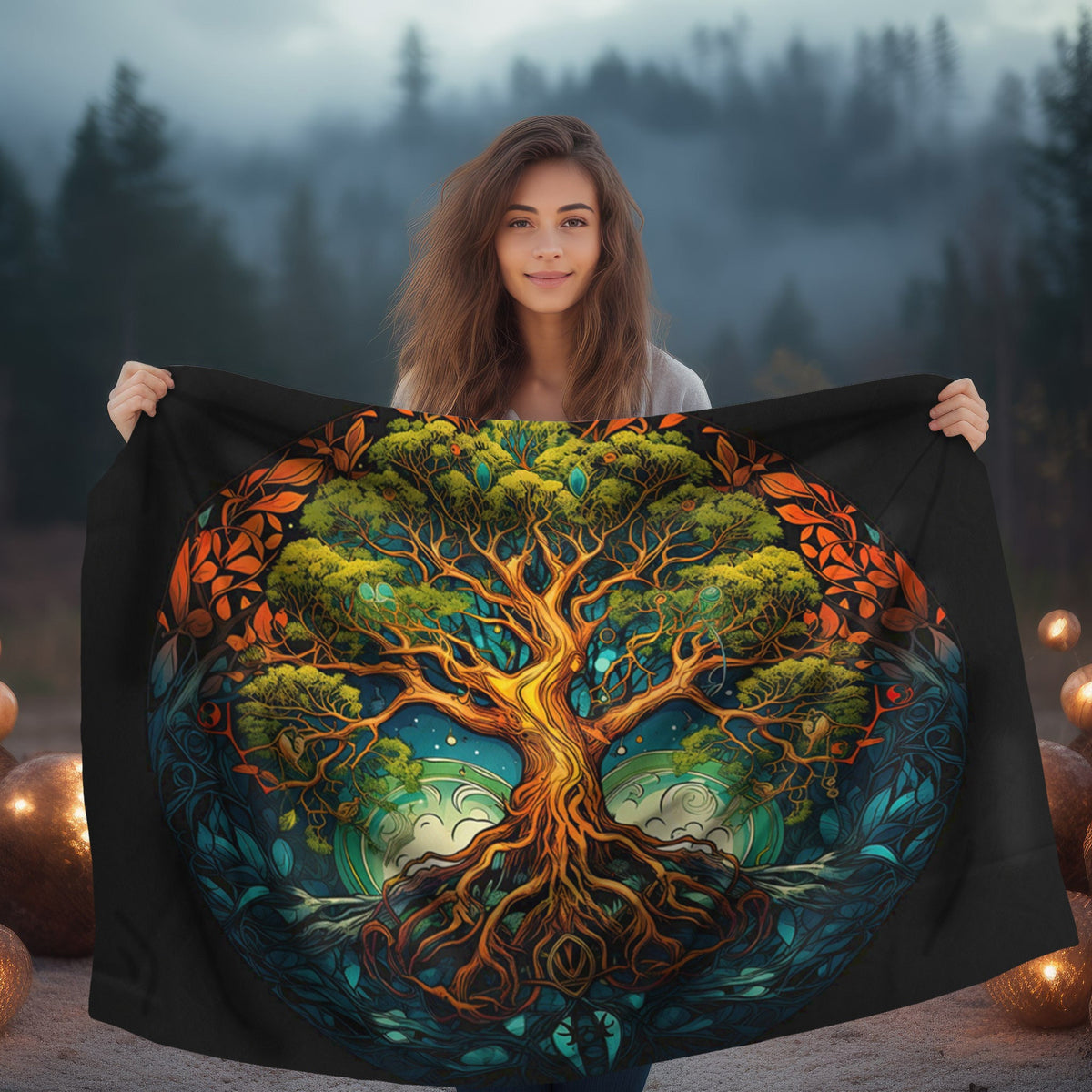 Viking Yggdrasil Tree of Life Blanket - Yggdrasil Minky Large Blanket 60x80, Tree of Life Throw