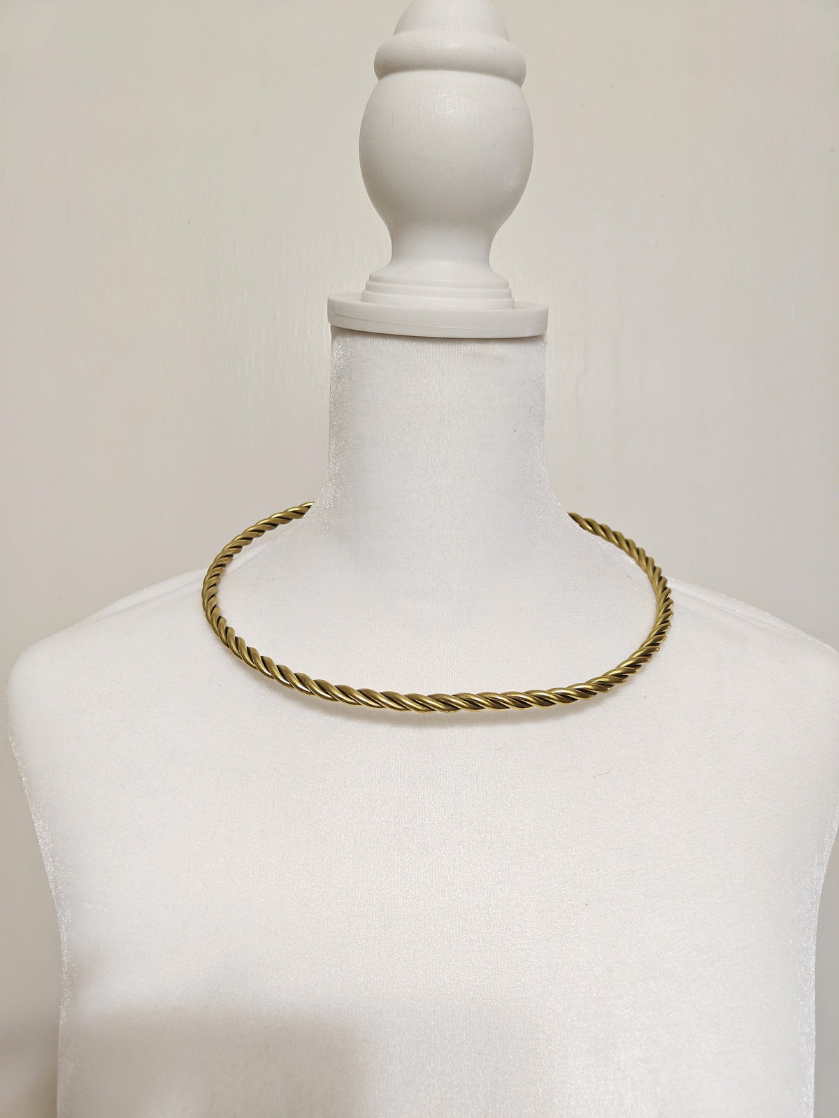 Viking Necklace - Celtic Ram Head Torc, Brass Twisted Wire Choker, Viking Cosplay Hasli Jewelry