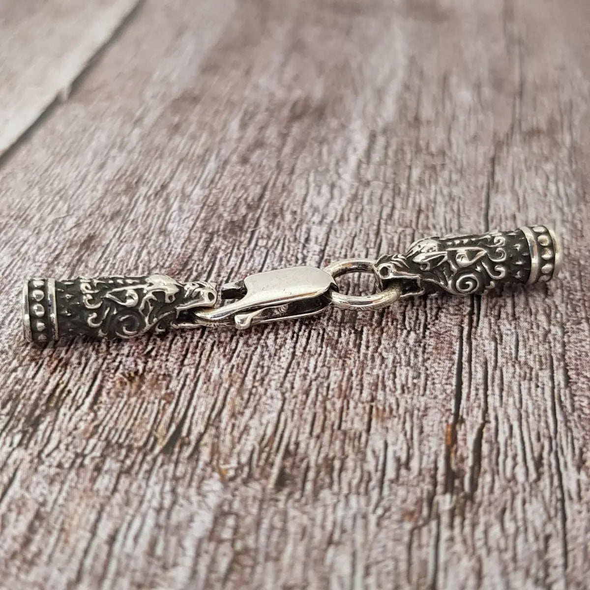 Viking Necklace - Braided Leather Dragon Necklace – Viking Necklace with Silver Dragon End Caps