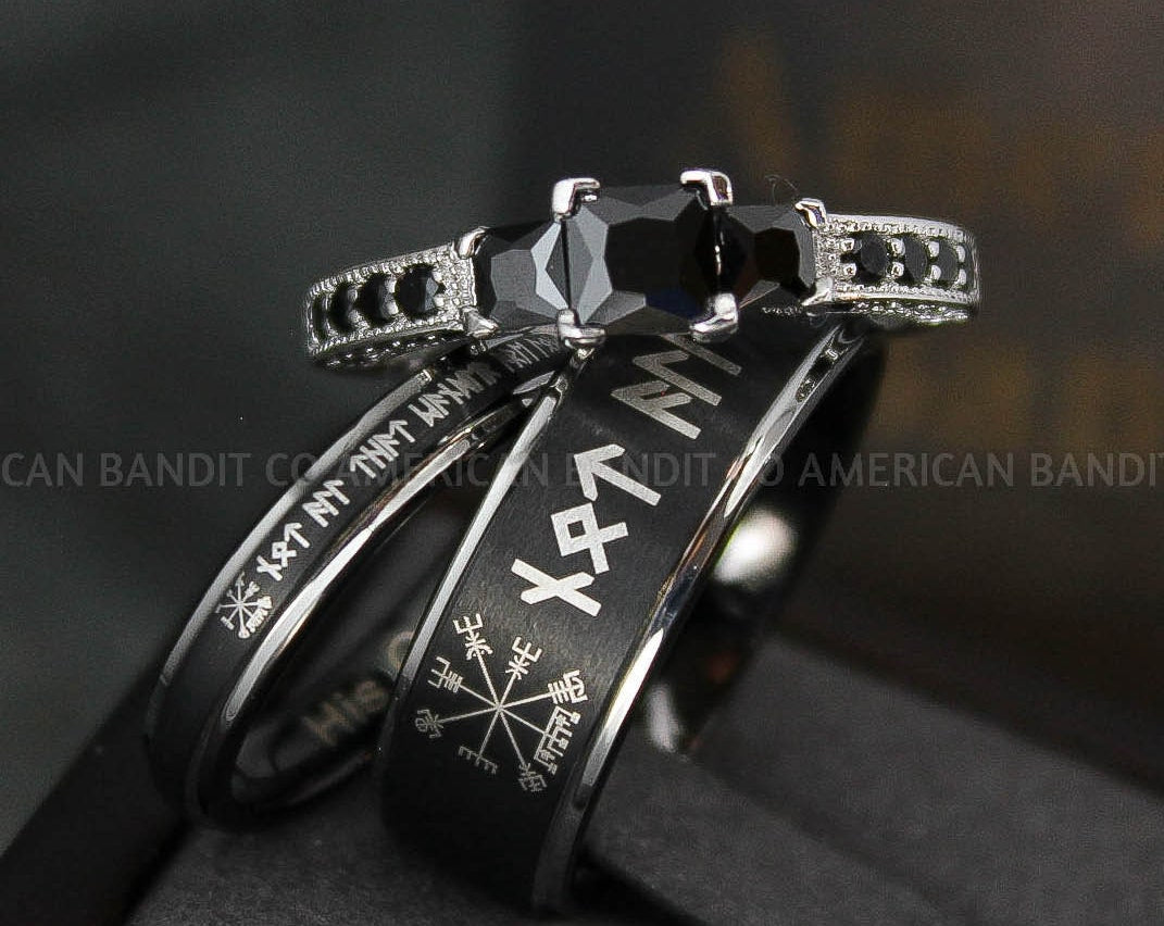 Viking Rune Ring - Viking Tree of Life Ring Mens Titanium Steel Celtic Knot Band Rustic Norse Rune