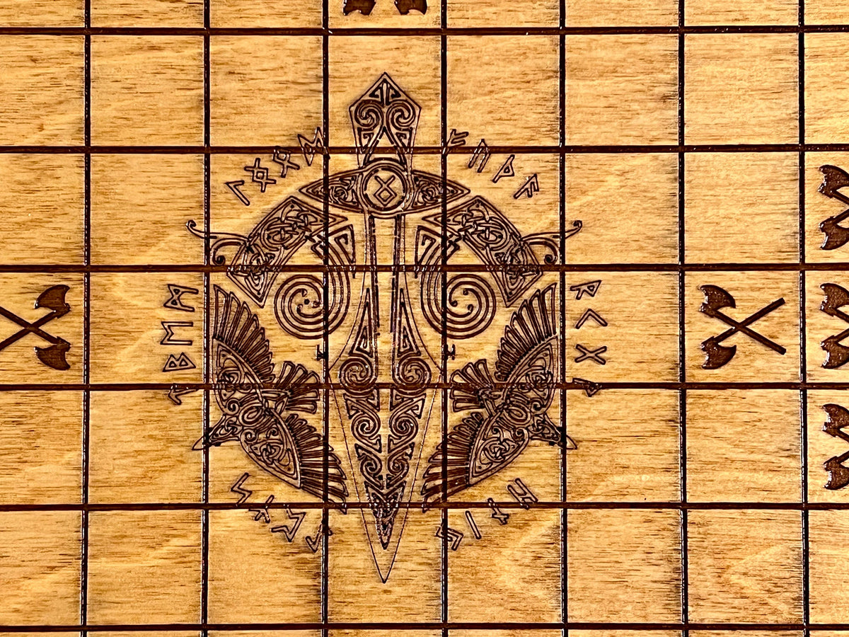 Viking Home Decor - Personalized Viking Chess, Handcrafted Hnefatafl Game, Wood Tokens, 9x9