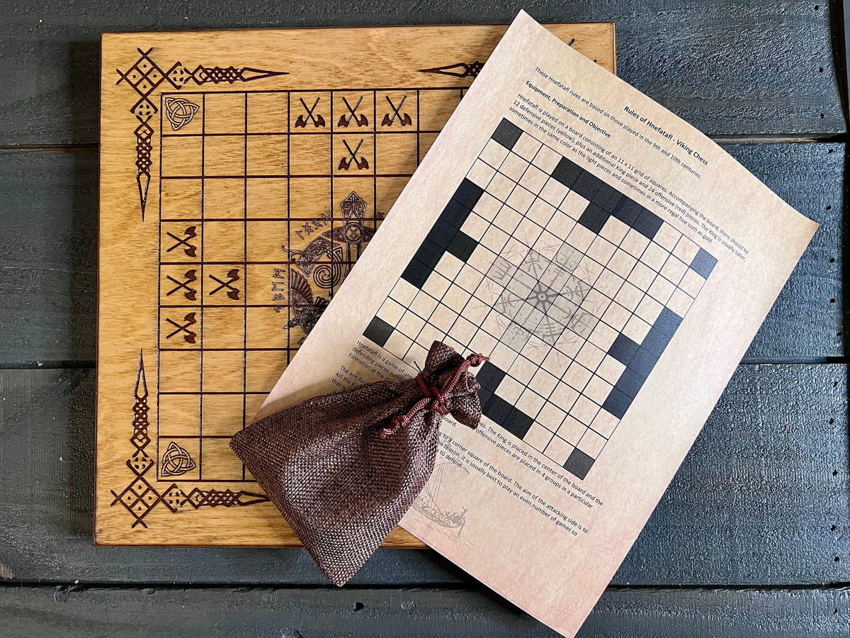 Viking Home Decor - Personalized Viking Chess, Handcrafted Hnefatafl Game, Wood Tokens, 9x9
