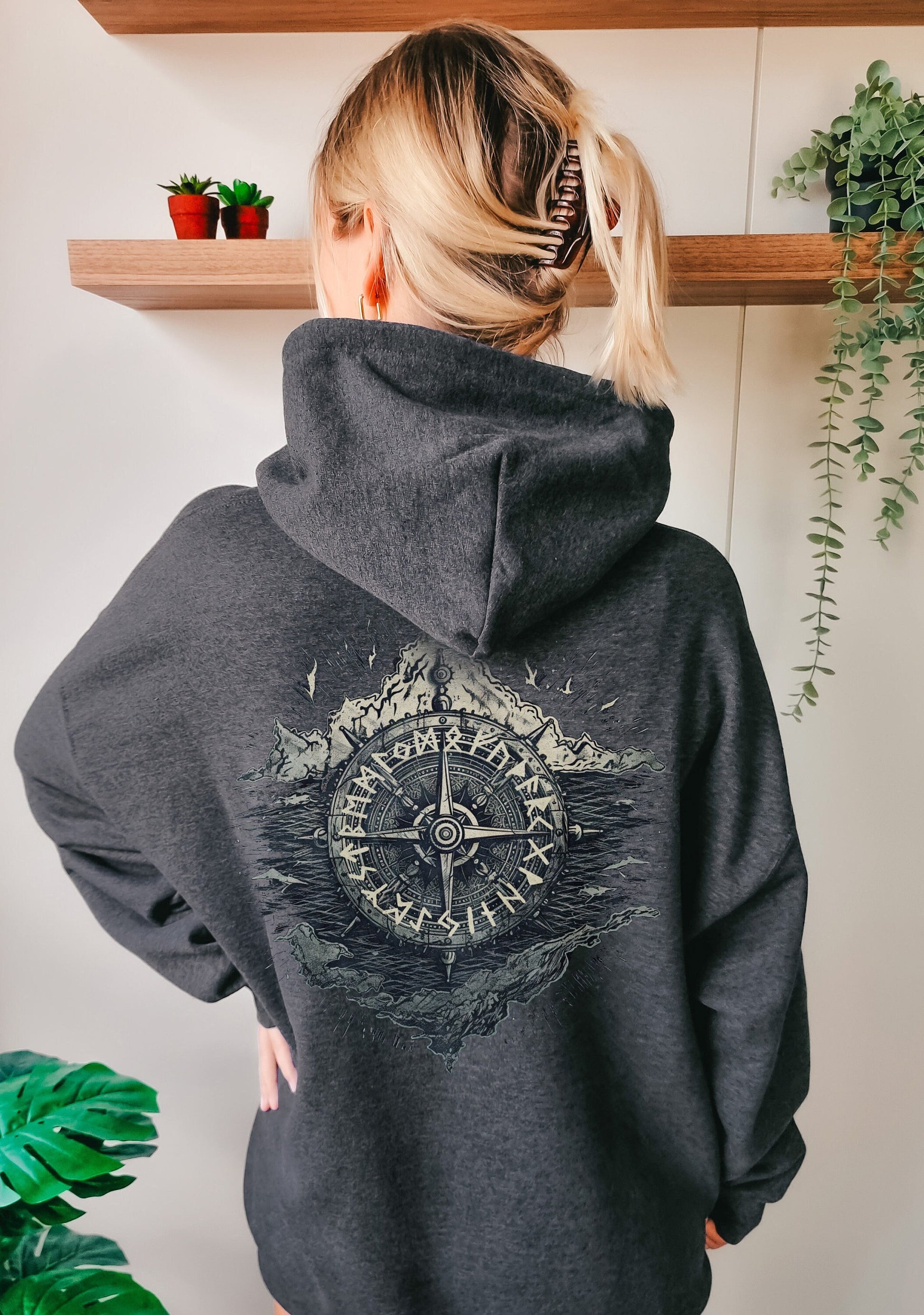 Viking Hoodie - Viking Axe Zip Up Hoodie, Norse Warrior Quote, Unisex Motivational Jacket