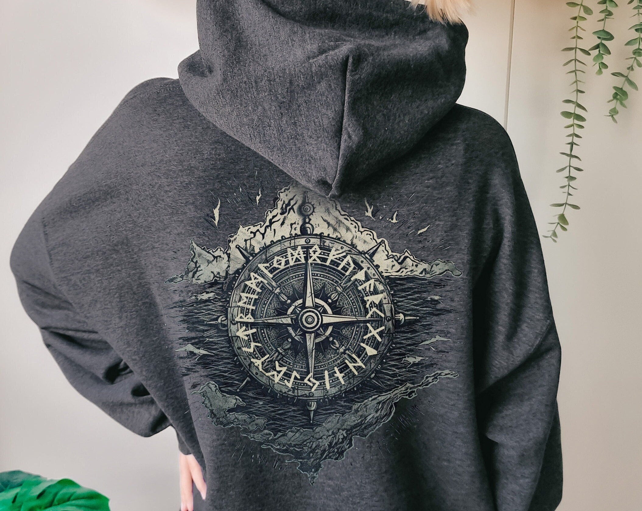 Viking Wolf Hoodie - Viking Norse Runes Hoodie Collection, Raven Wolf Dragon Vegvisir Sweatshirt