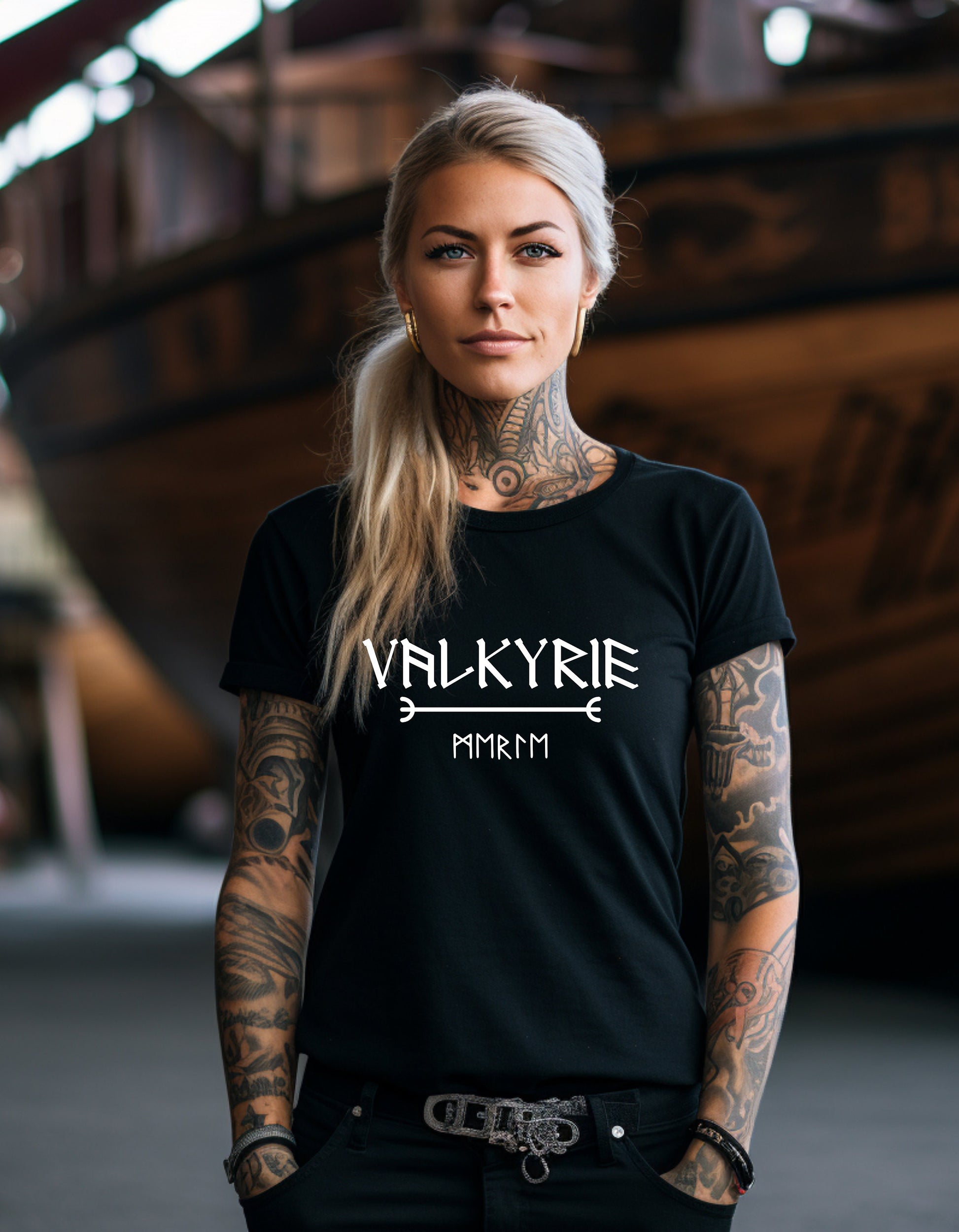 Viking Vegvisir Compass T-Shirt - NAME in RUNES + Vegvisir, REAL Futhark rune style up to 5xl