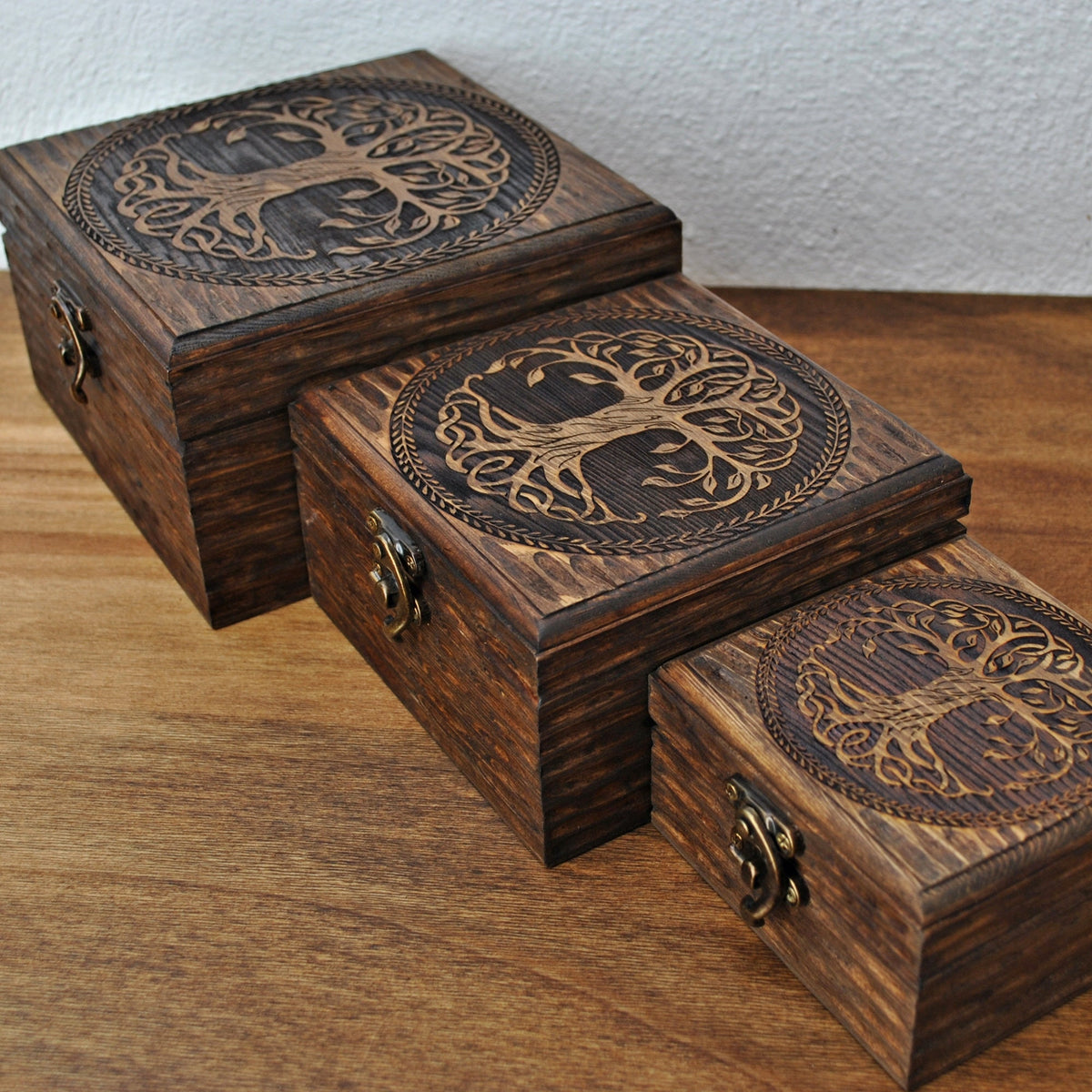 Viking Rune Home Decor - Wooden box engraved with the Rune of Eternal Love – Personalized box for