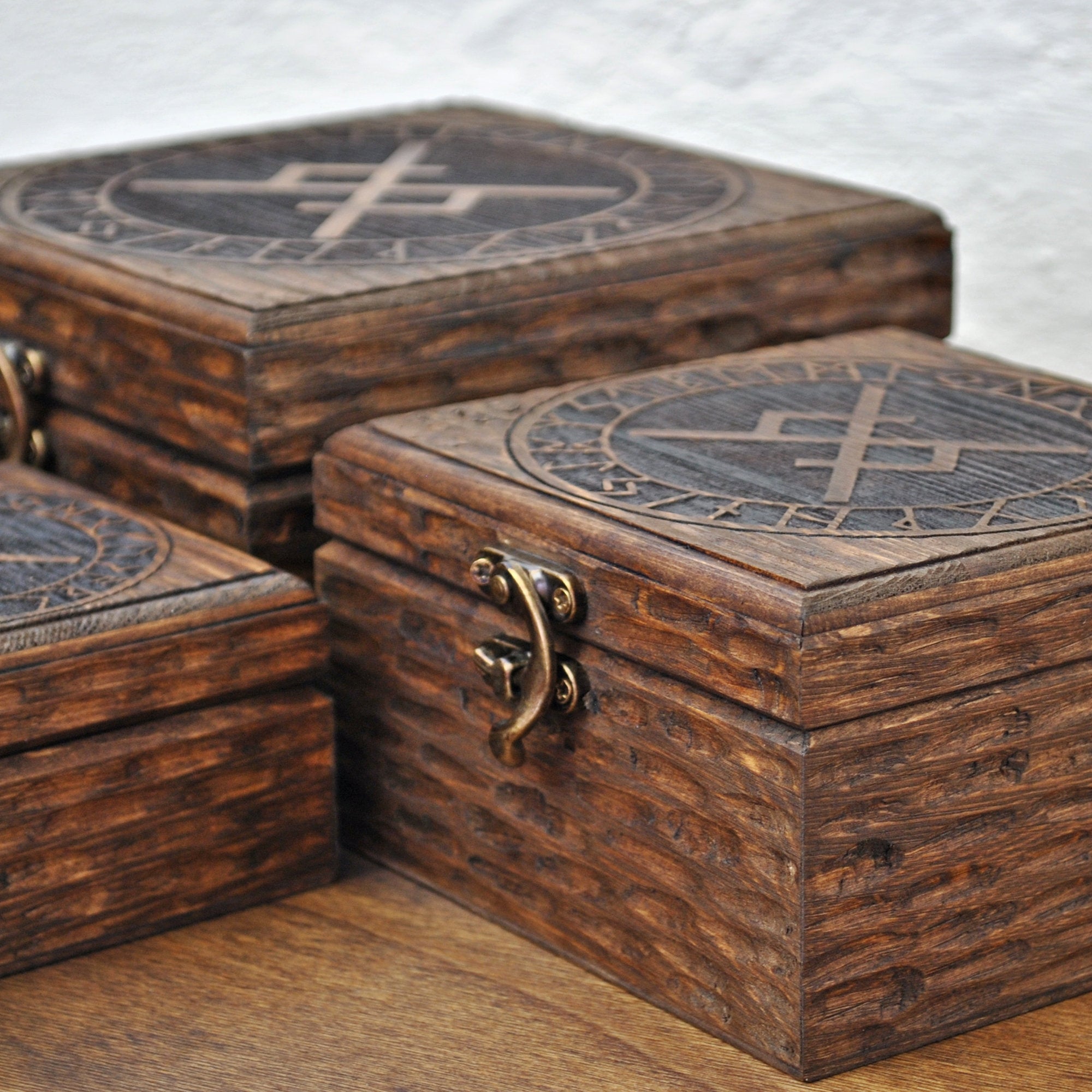 Viking Rune Home Decor - Wooden box engraved with the Rune of Eternal Love – Personalized box for