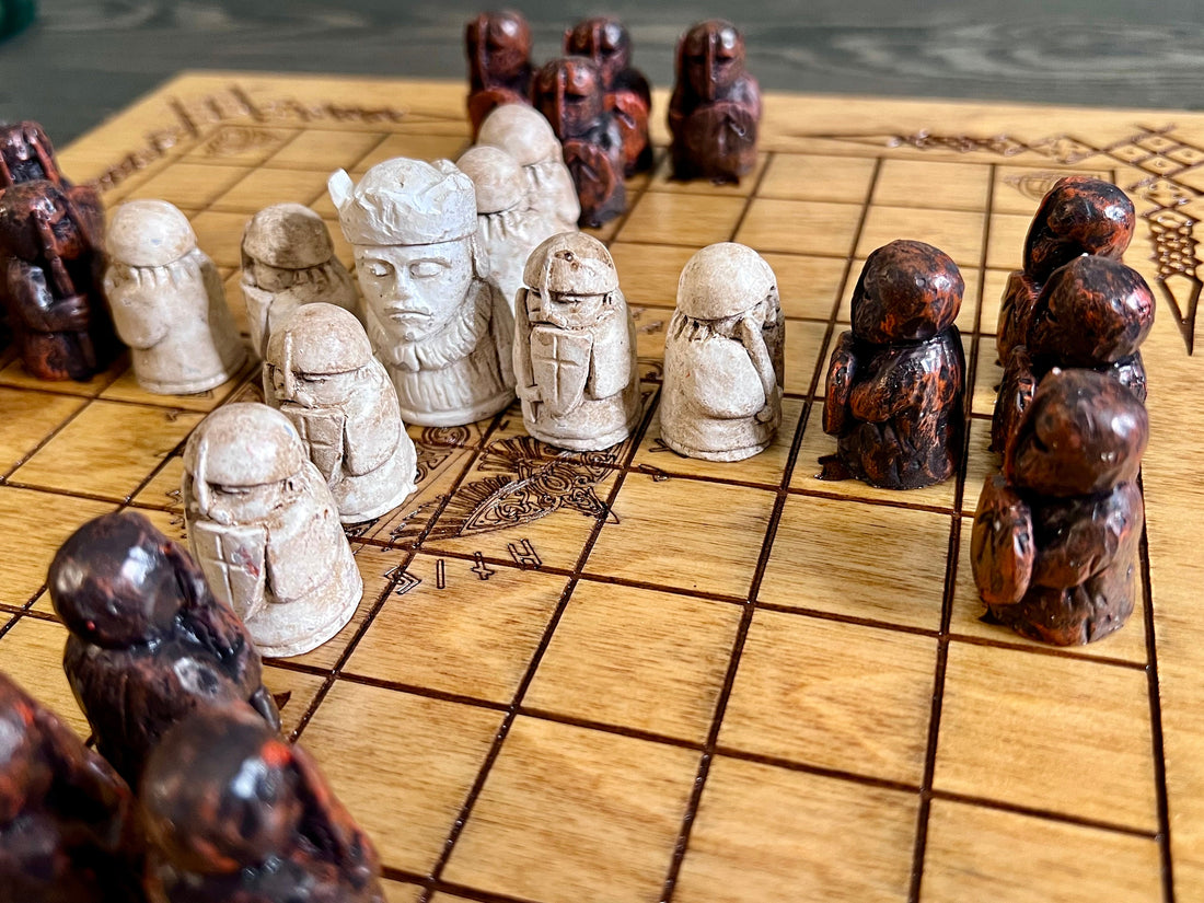 Viking Home Decor - Personalized Viking Chess, Handcrafted Hnefatafl Game, Wood Tokens, 9x9