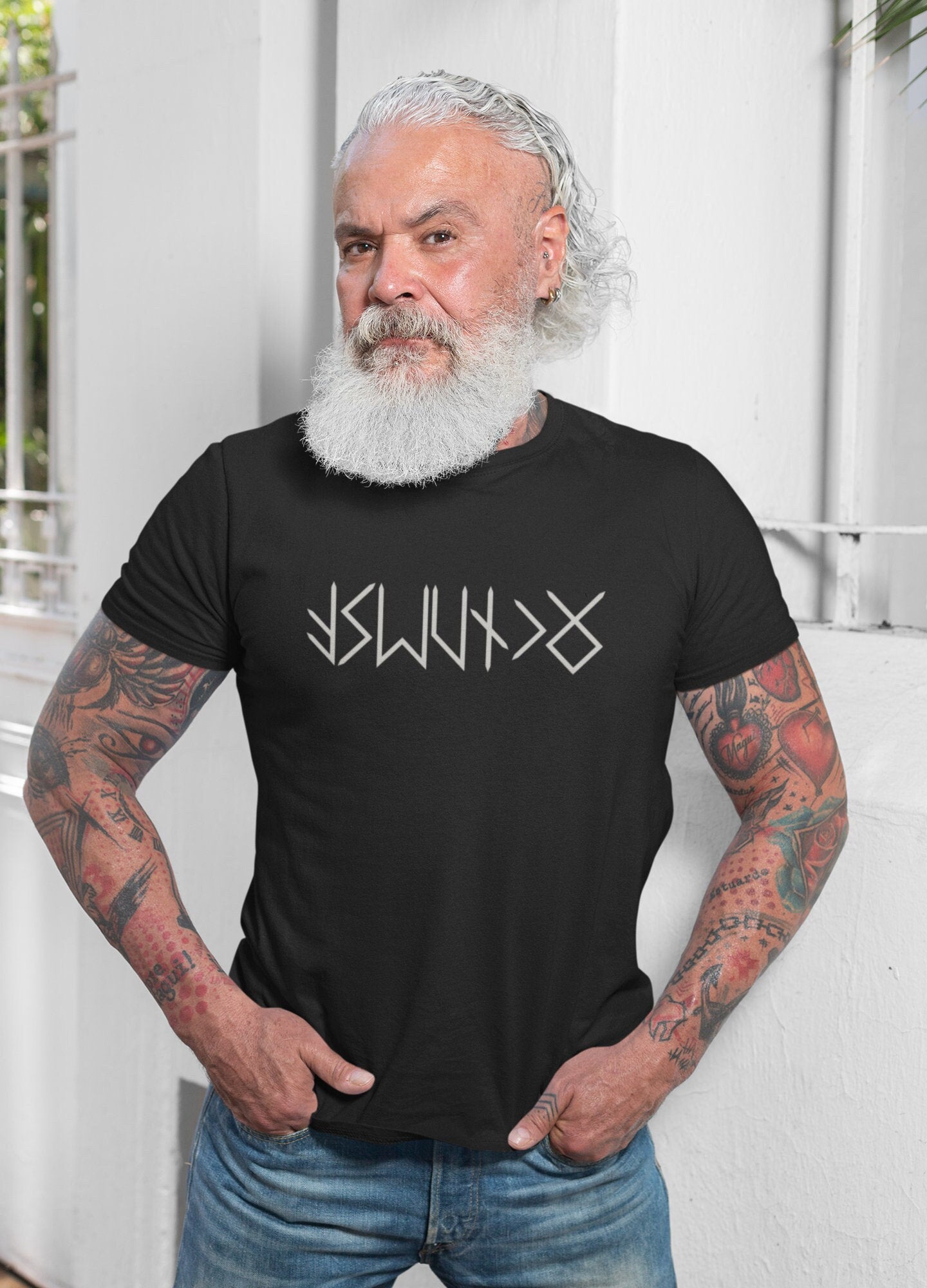 Viking Rune T-Shirt - NAME in RUNES Viking T-Shirt, Personalized Futhark Runes Tee, Custom Norse