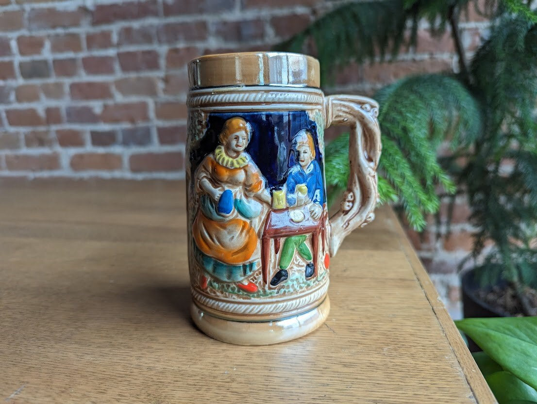 Viking Mug - Vintage Medieval Fantasy Ceramic Beer Stein Wizard Lid Viking Warrior Christmas Gift