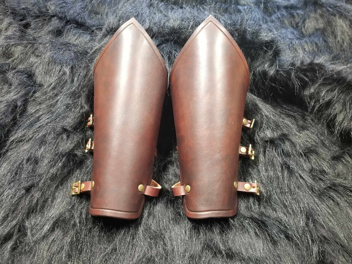 Viking Costume & LARP - 2pc Viking Fur Trim Bracers, Real Rabbit Fur Medieval Leather Arm Warmers