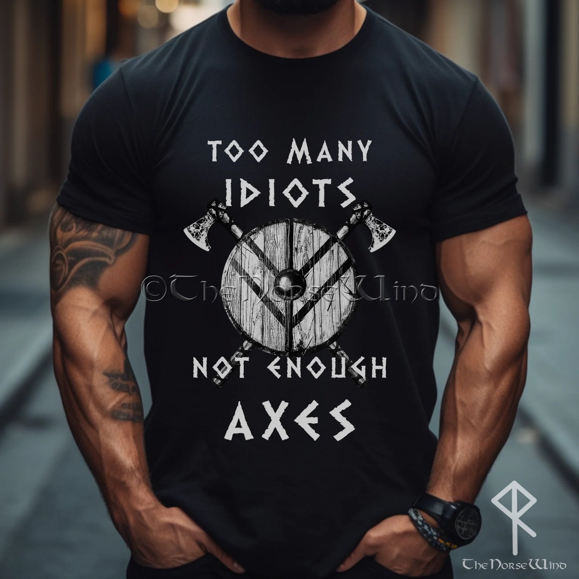 Viking Valhalla T-Shirt - Too Many Idiots Not Enough Axes Viking T-Shirt, Norse Mythology Valhalla