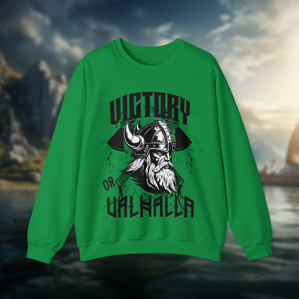 Viking Valhalla Hoodie - Victory Or Valhalla - Distressed American Viking Skull Hoodie: Patriotic